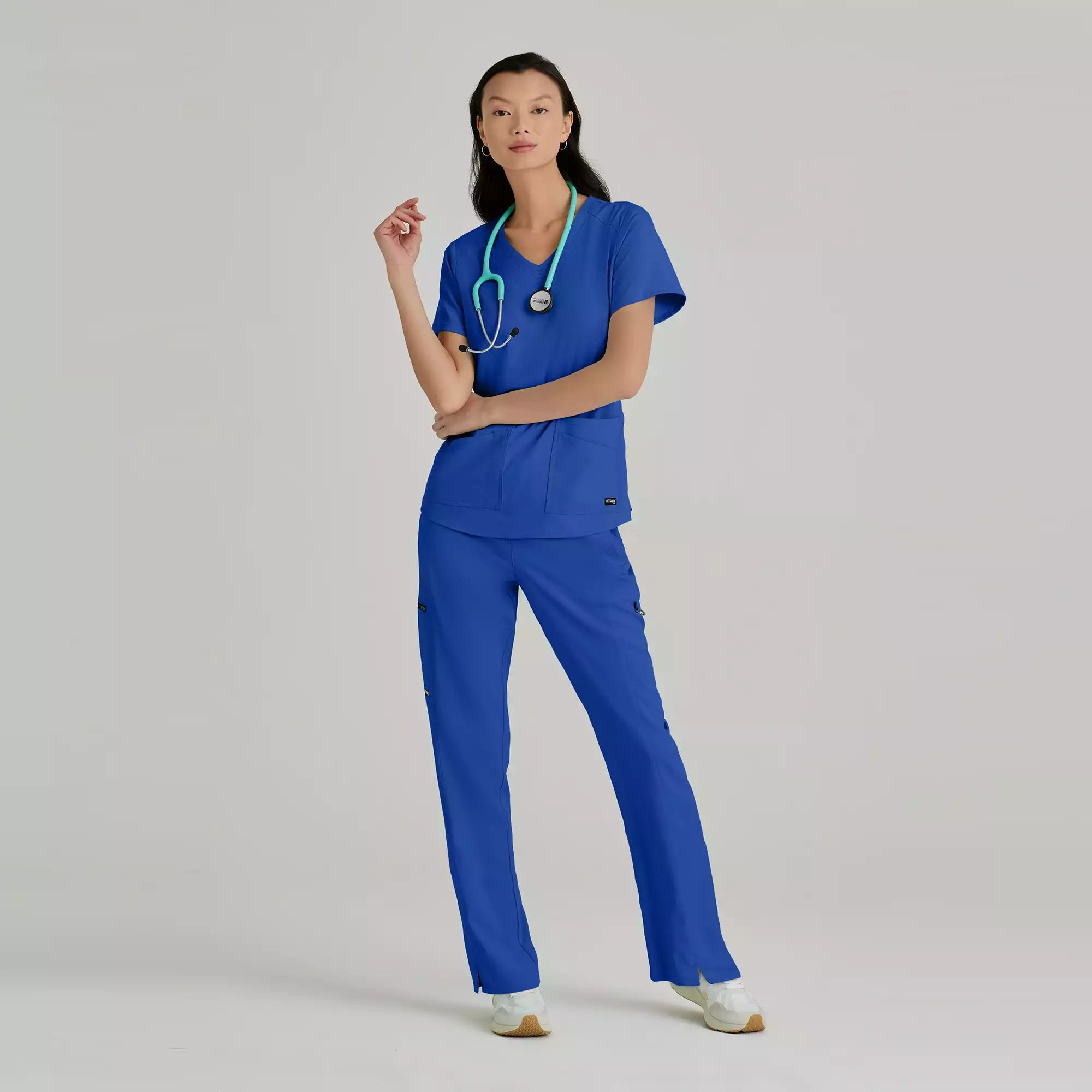Grey's Anatomy Spandex Stretch Emma Top-4 Pocket Scrub Top | GRST011