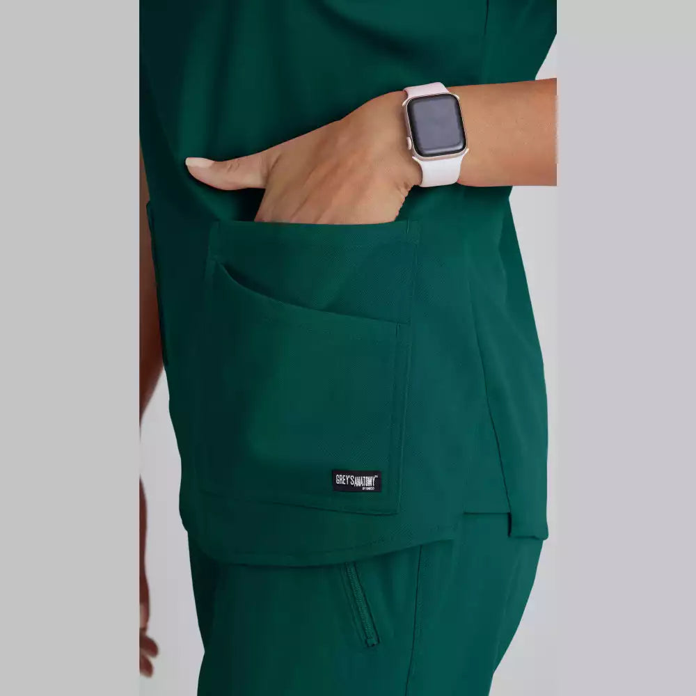 Grey's Anatomy Spandex Stretch Emma Top-4 Pocket Scrub Top | GRST011