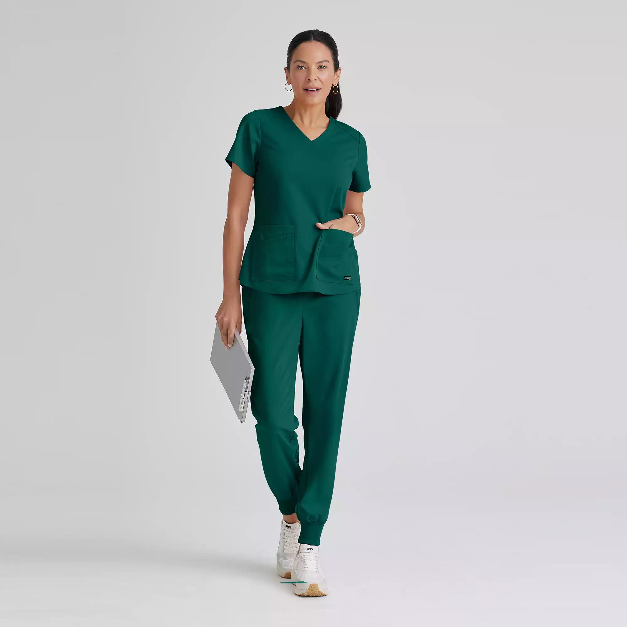 Grey's Anatomy Spandex Stretch Emma Top-4 Pocket Scrub Top | GRST011