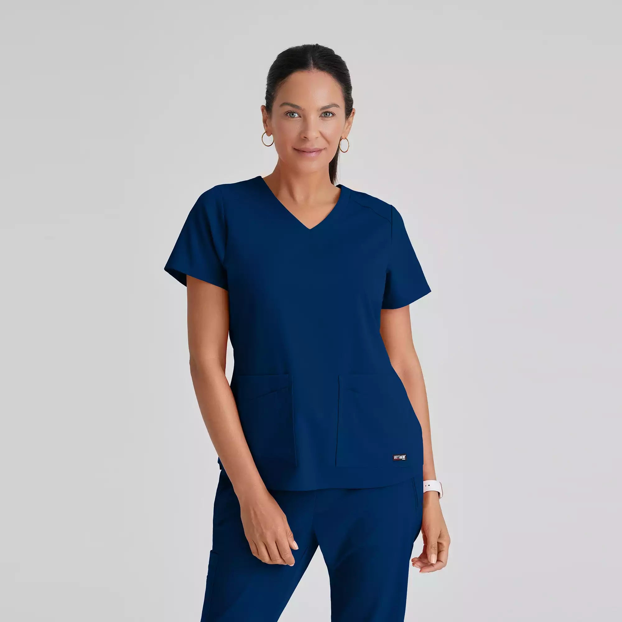 Grey's Anatomy Spandex Stretch Emma Top-4 Pocket Scrub Top | GRST011