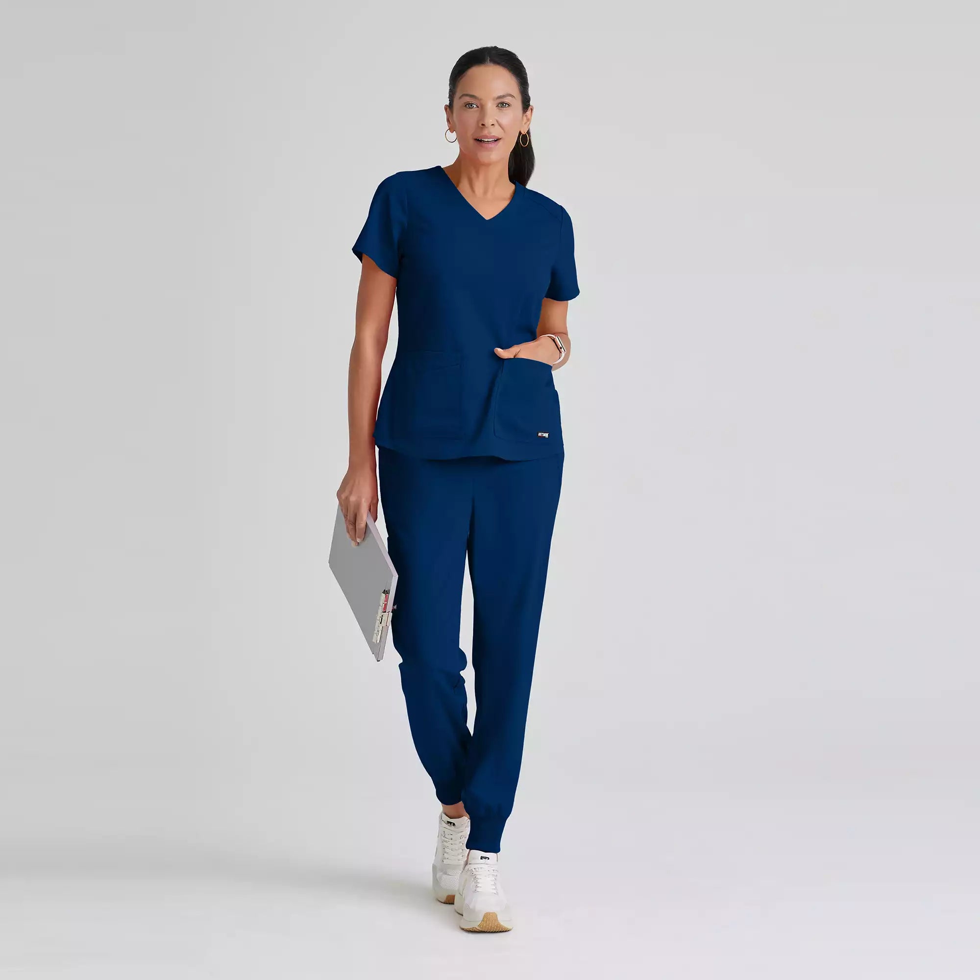 Grey's Anatomy Spandex Stretch Emma Top-4 Pocket Scrub Top | GRST011