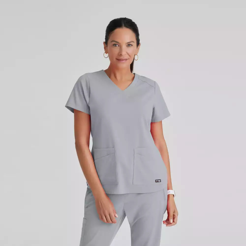 Grey's Anatomy Spandex Stretch Emma Top-4 Pocket Scrub Top | GRST011