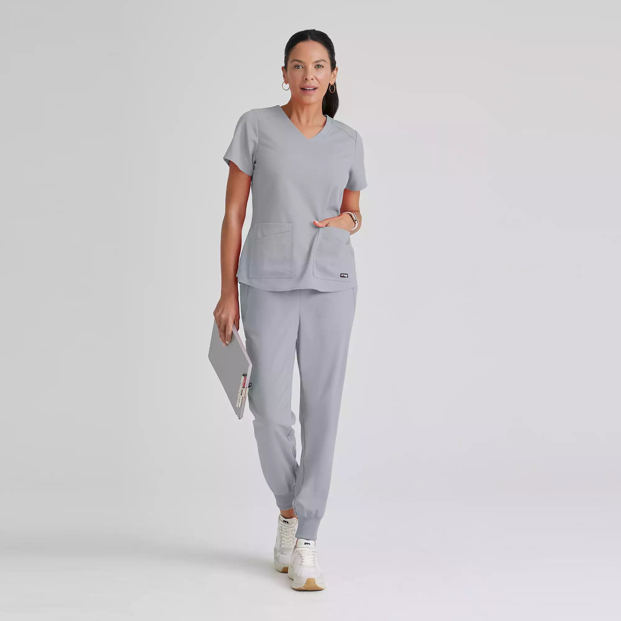 Grey's Anatomy Spandex Stretch Emma Top-4 Pocket Scrub Top | GRST011