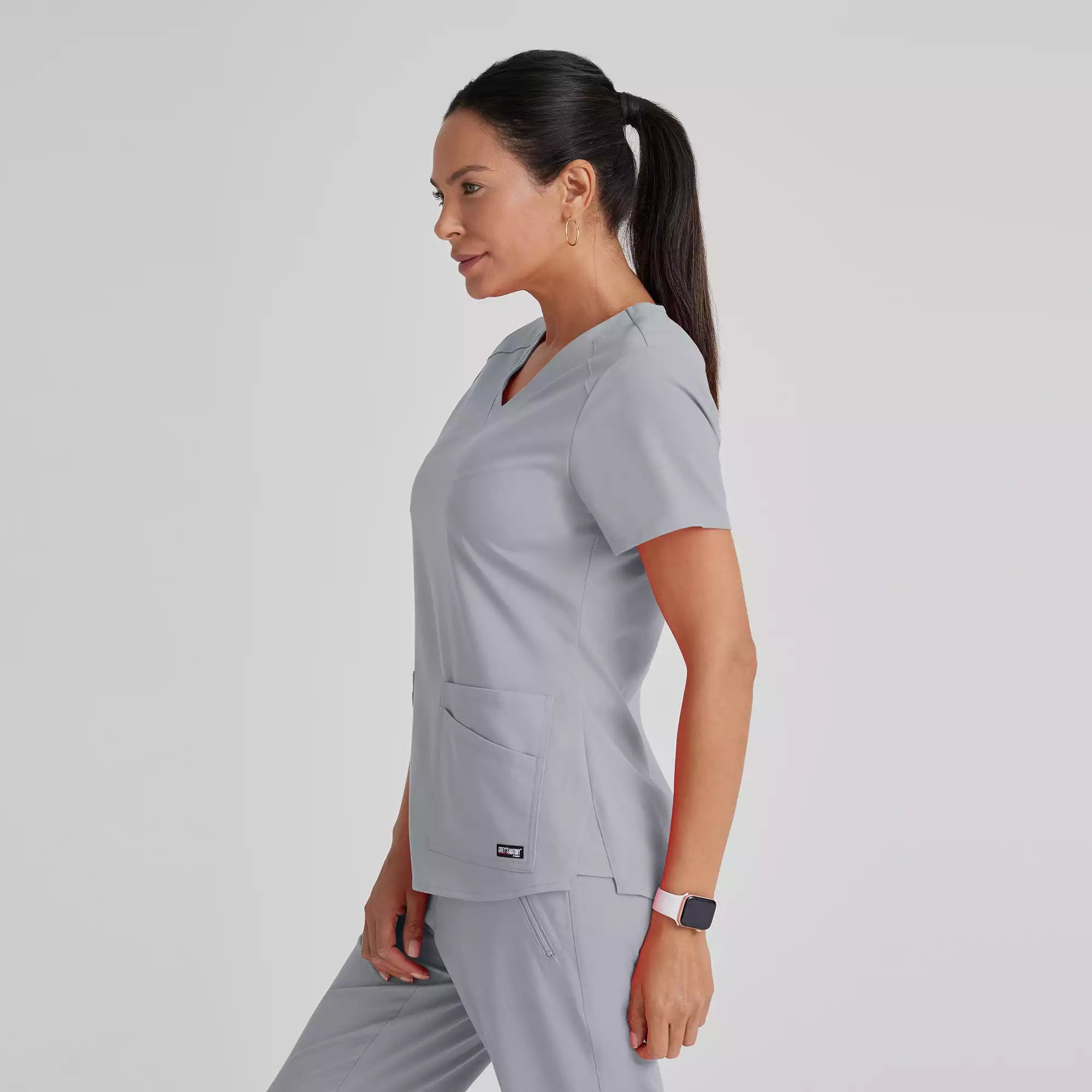 Grey's Anatomy Spandex Stretch Emma Top-4 Pocket Scrub Top | GRST011