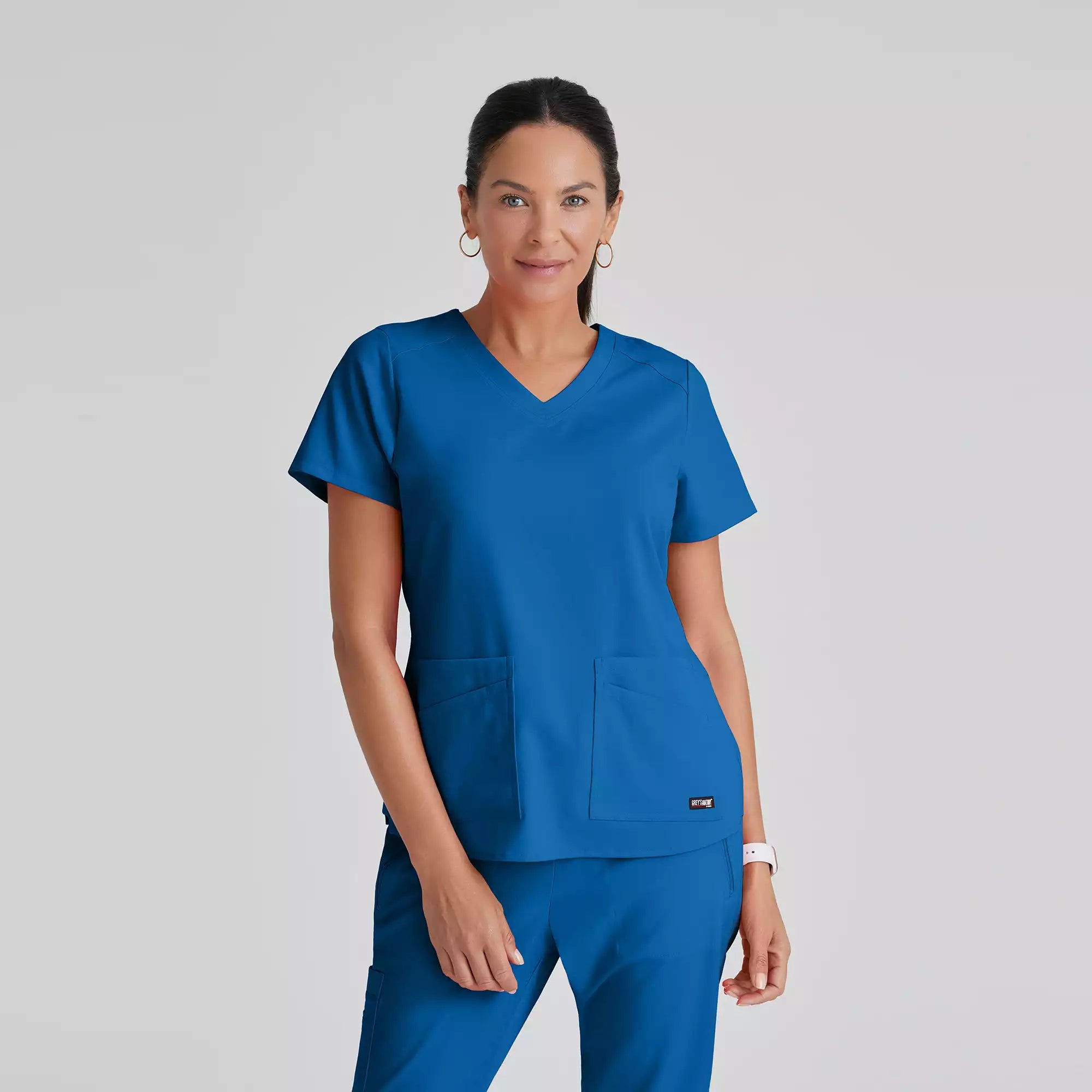 Grey's Anatomy Spandex Stretch Emma Top-4 Pocket Scrub Top | GRST011