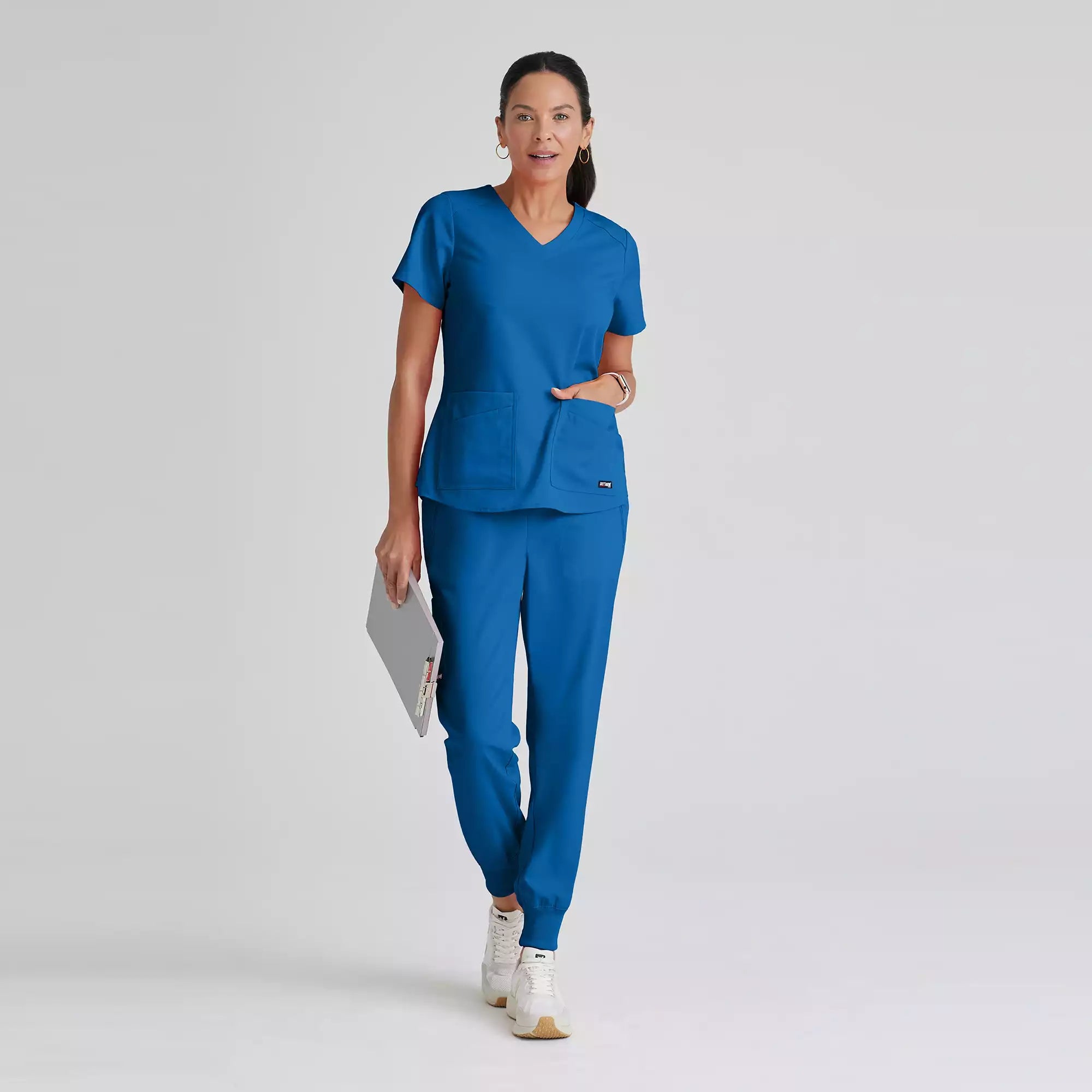 Grey's Anatomy Spandex Stretch Emma Top-4 Pocket Scrub Top | GRST011