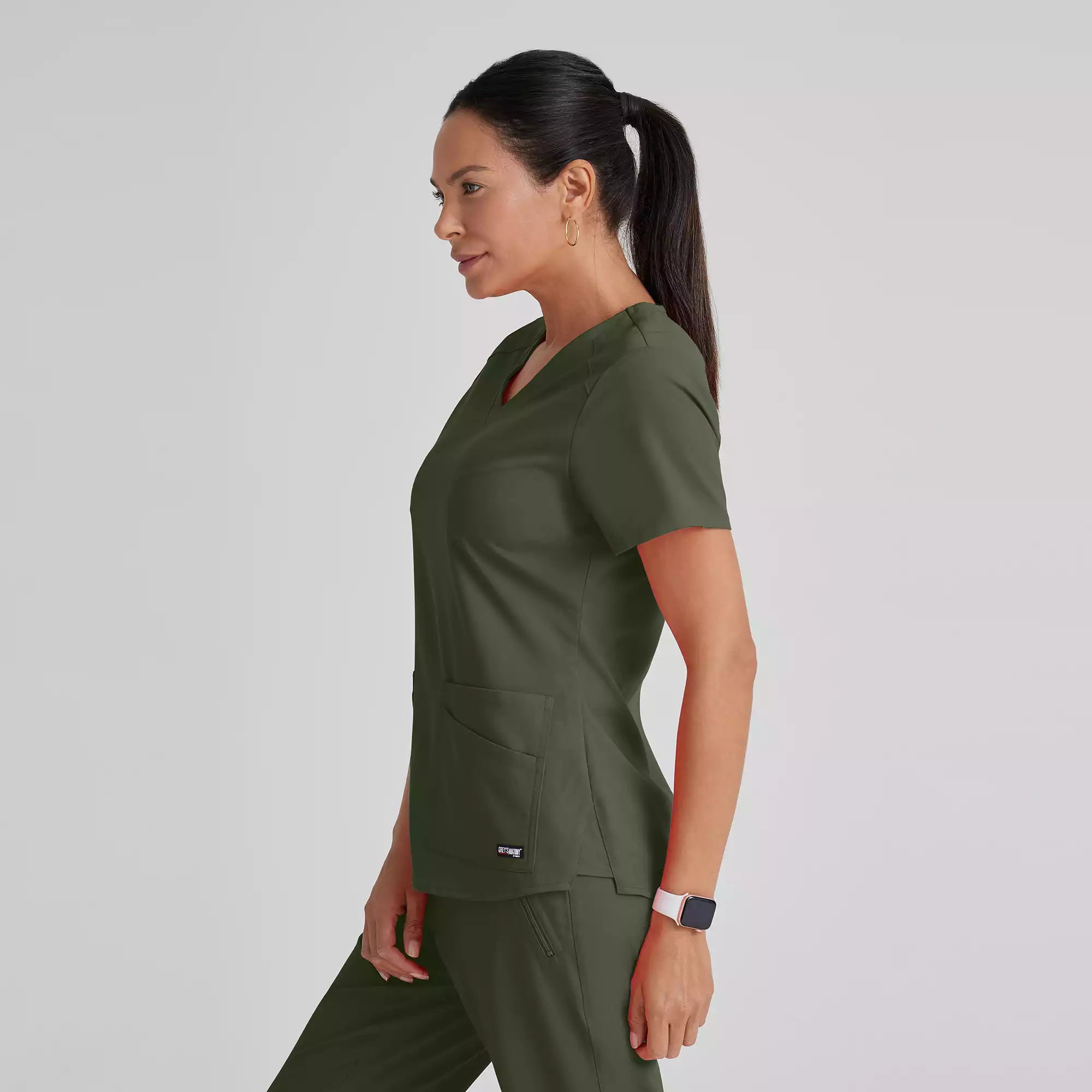 Grey's Anatomy Spandex Stretch Emma Top-4 Pocket Scrub Top | GRST011