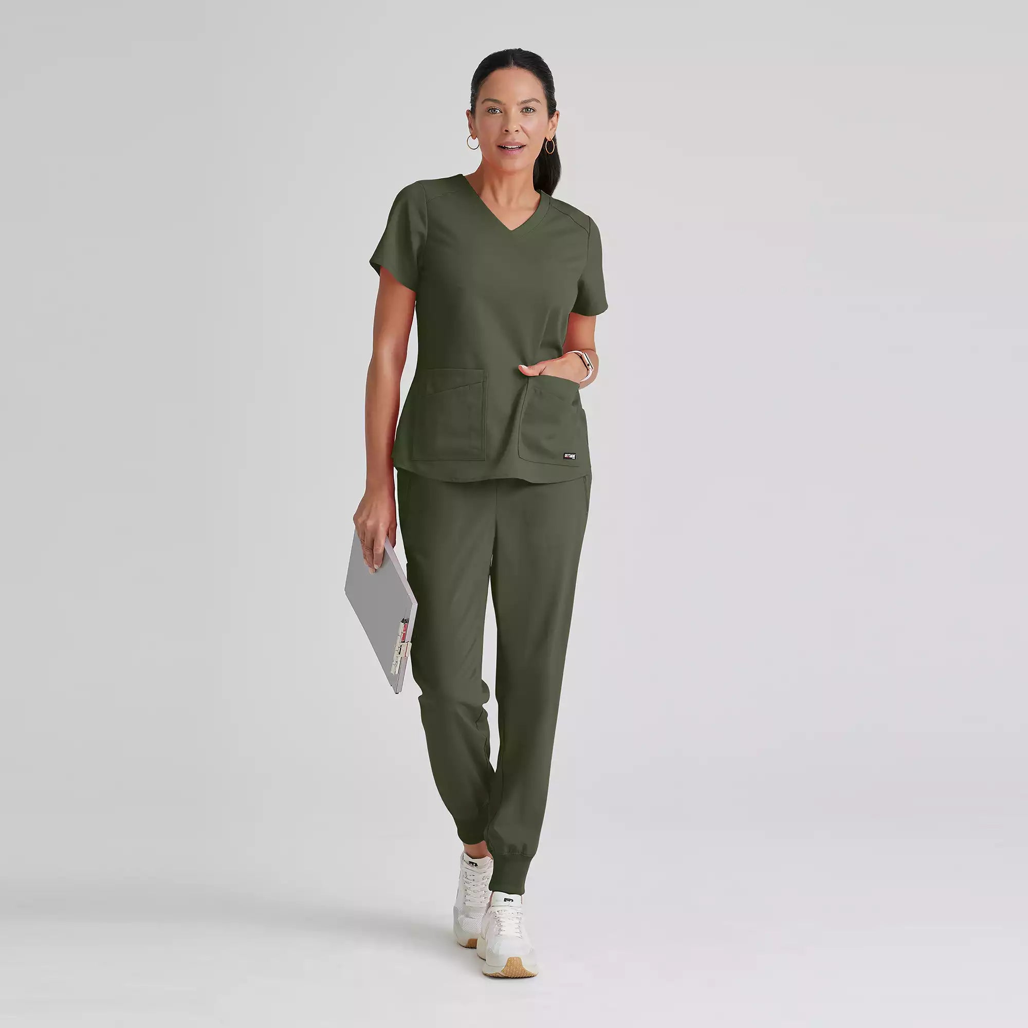 Grey's Anatomy Spandex Stretch Emma Top-4 Pocket Scrub Top | GRST011