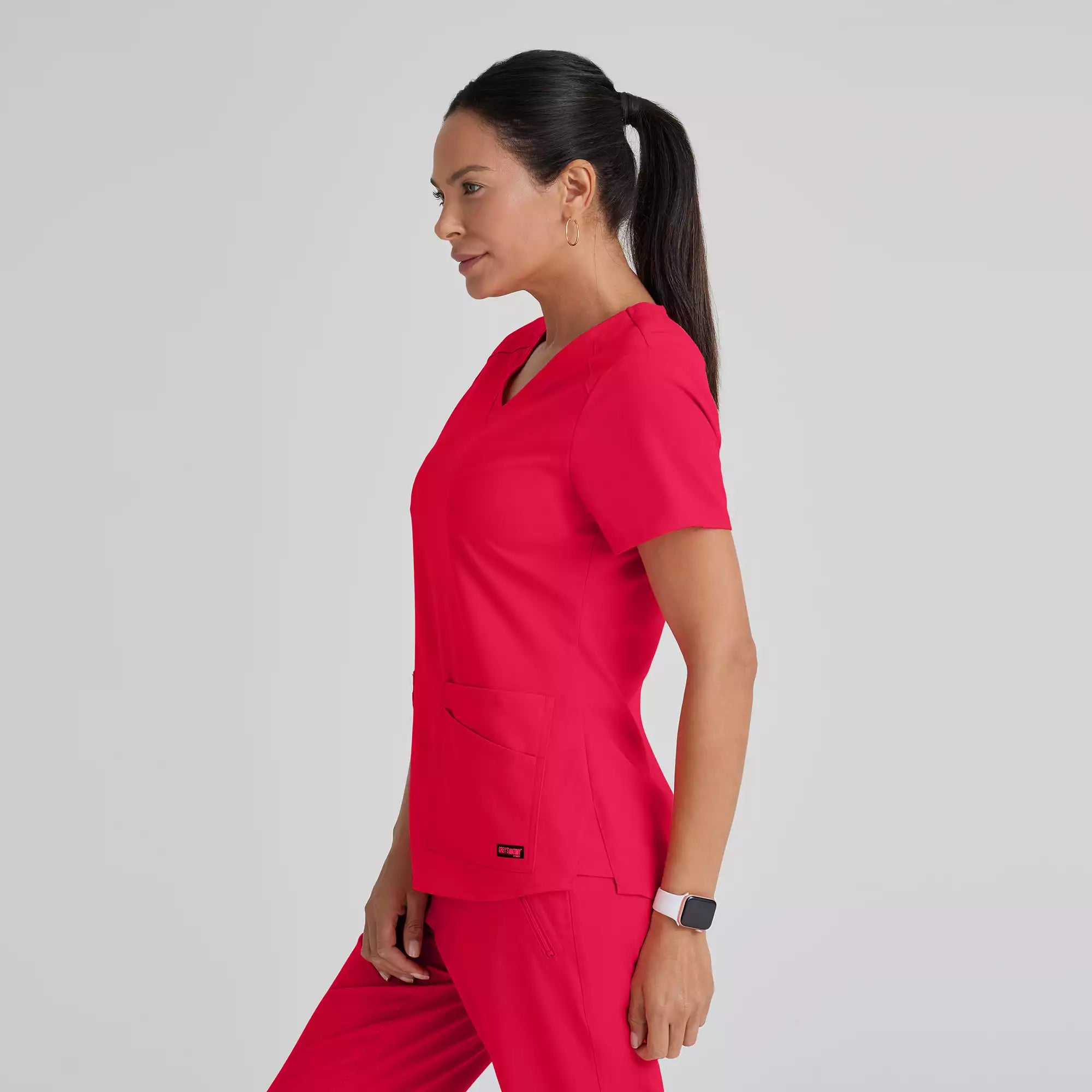 Grey's Anatomy Spandex Stretch Emma Top-4 Pocket Scrub Top | GRST011
