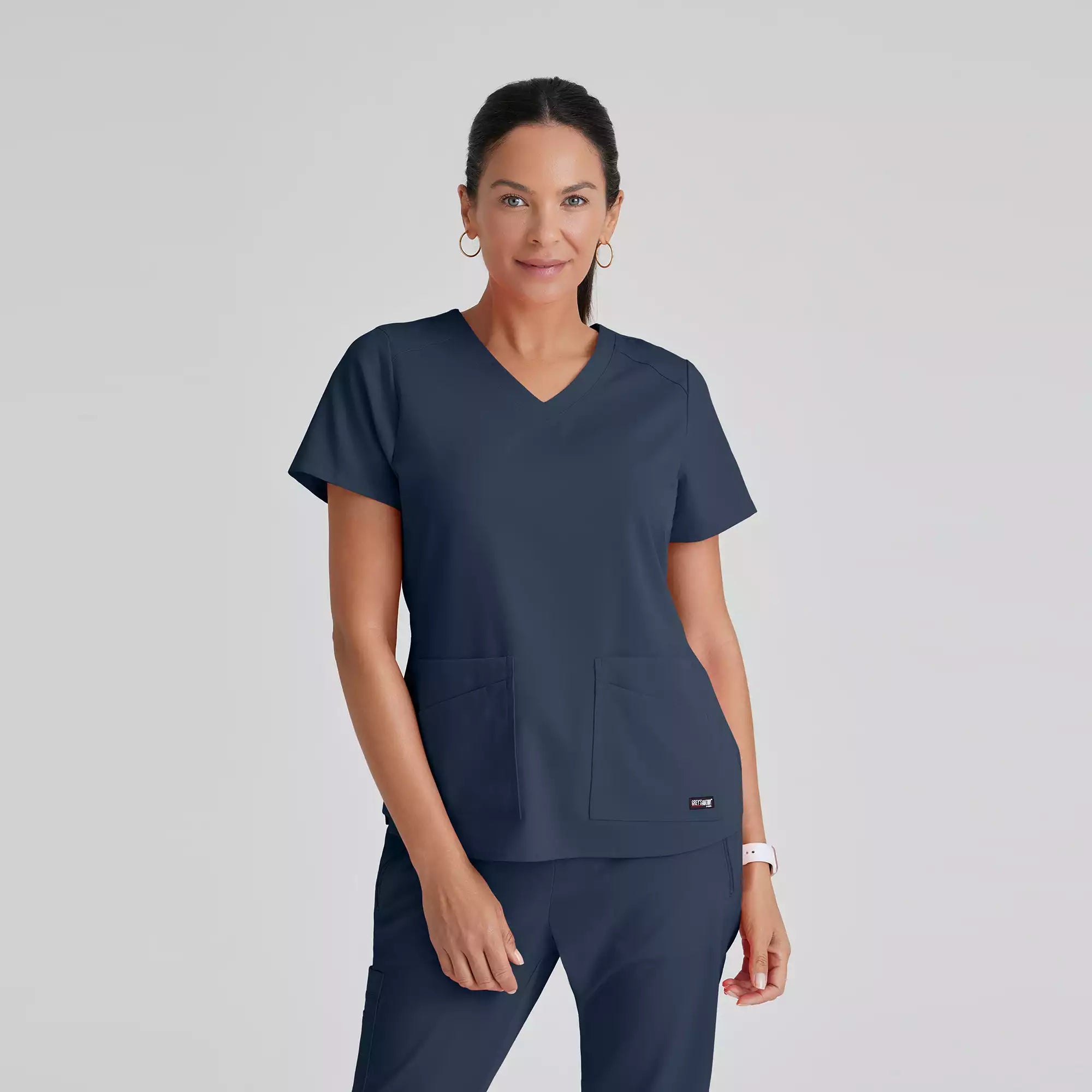 Grey's Anatomy Spandex Stretch Emma Top-4 Pocket Scrub Top | GRST011