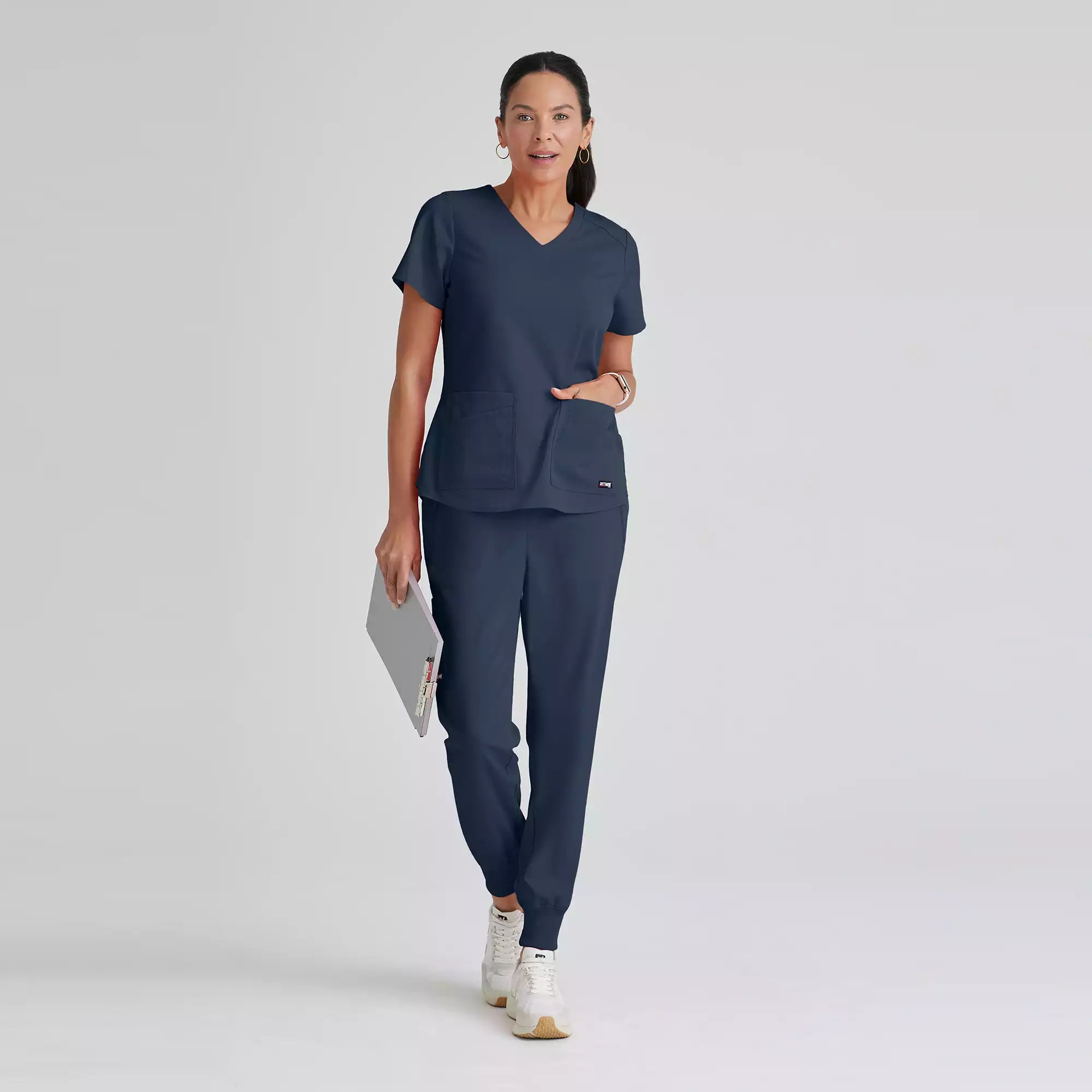 Grey's Anatomy Spandex Stretch Emma Top-4 Pocket Scrub Top | GRST011