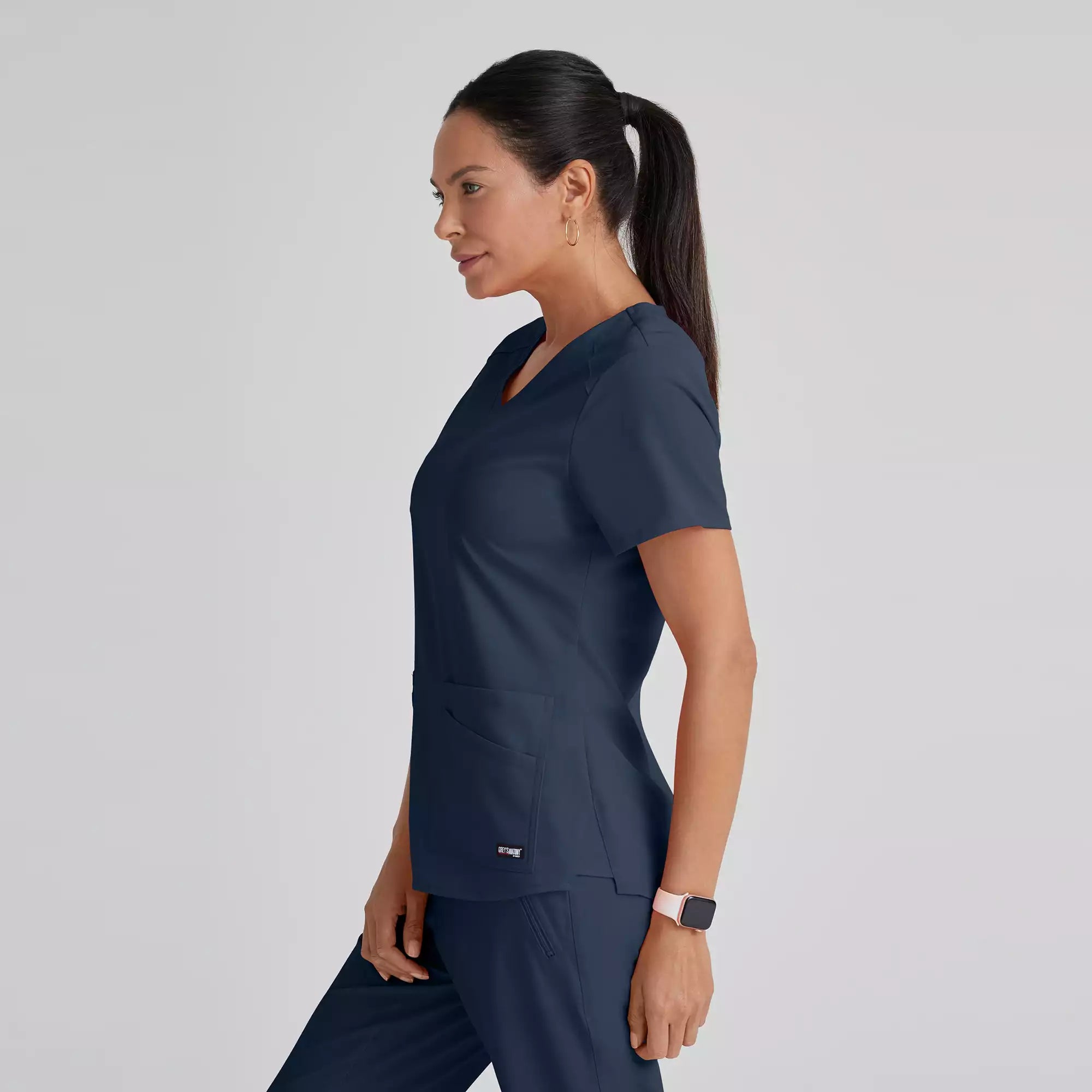Grey's Anatomy Spandex Stretch Emma Top-4 Pocket Scrub Top | GRST011