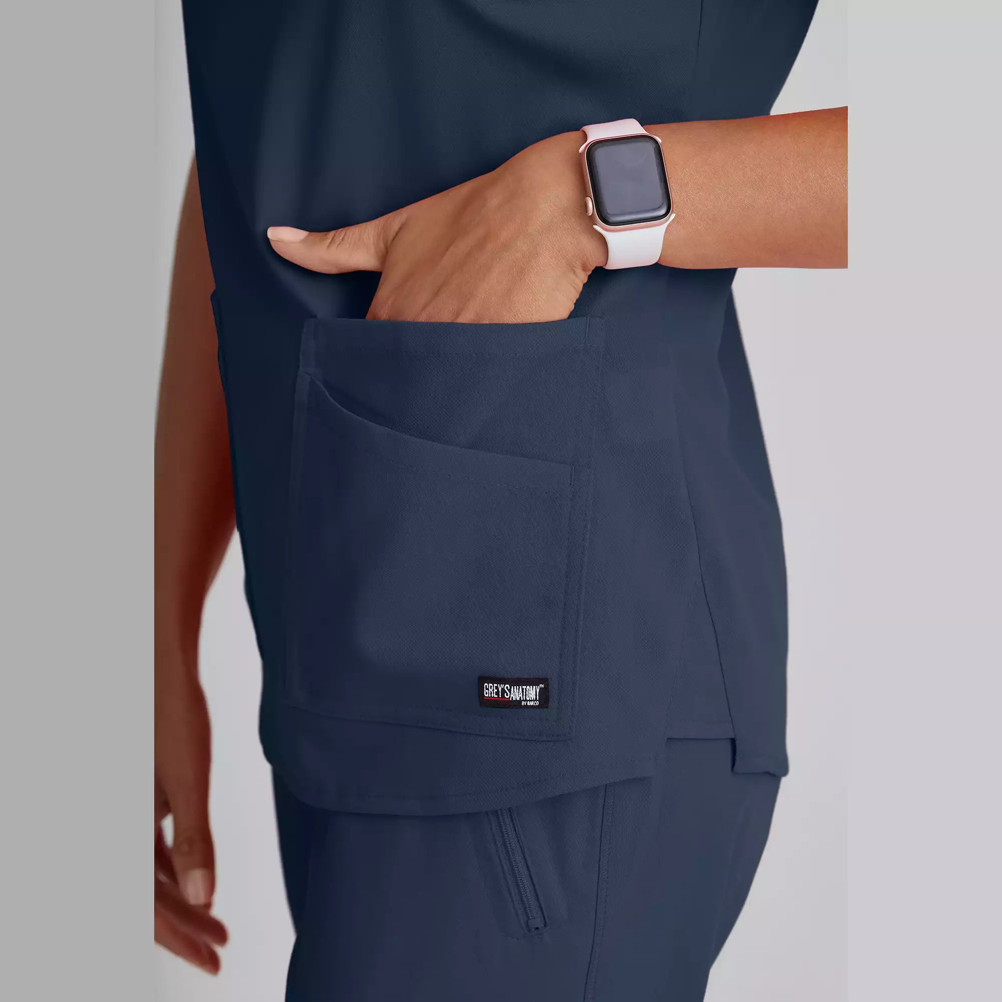 Grey's Anatomy Spandex Stretch Emma Top-4 Pocket Scrub Top | GRST011