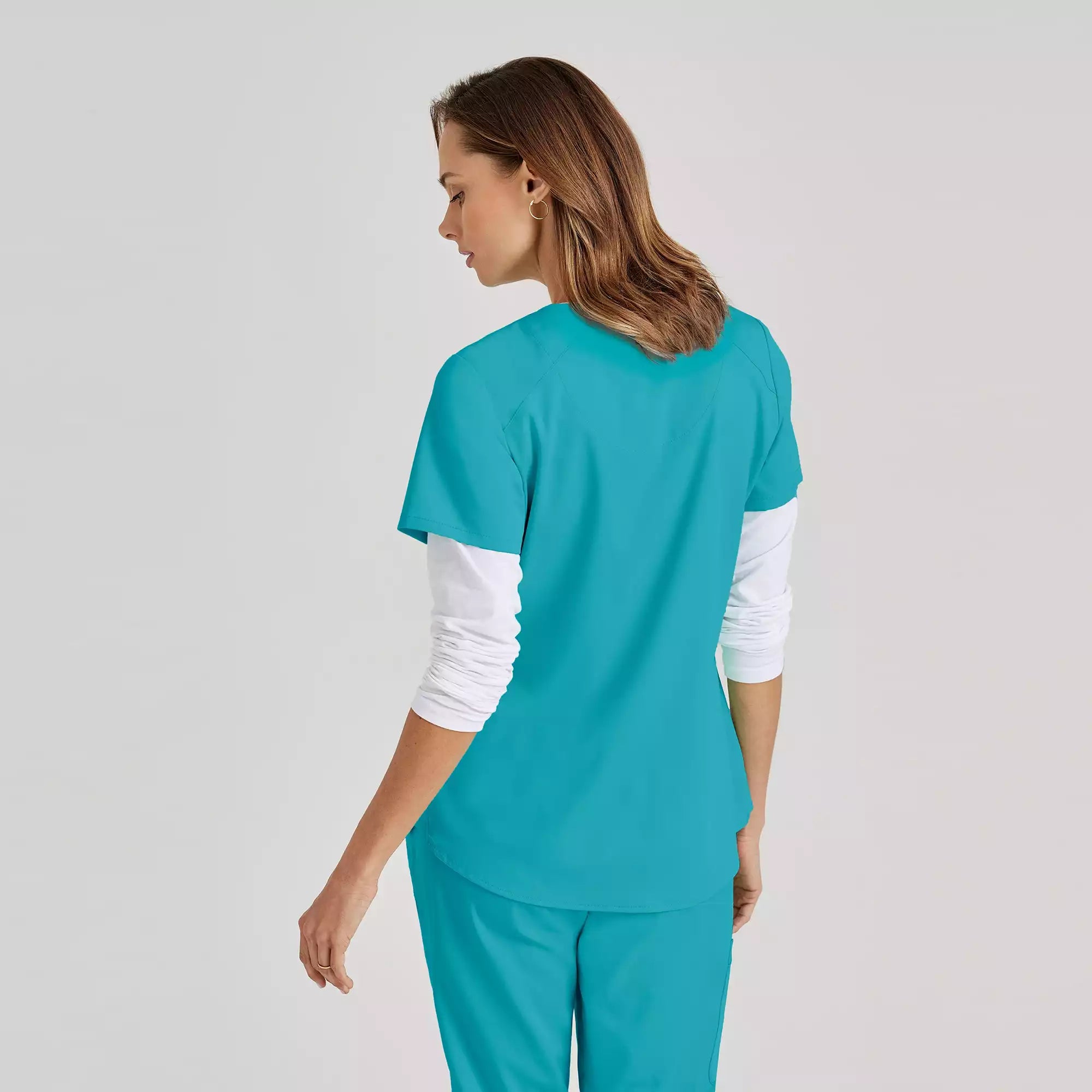 Grey's Anatomy Spandex Stretch Emma Top-4 Pocket Scrub Top | GRST011