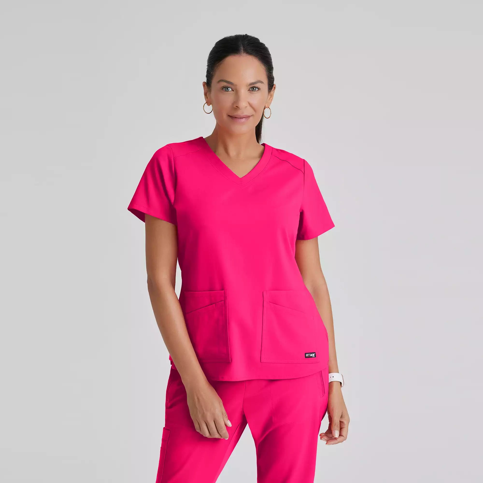 Grey's Anatomy Spandex Stretch Emma Top-4 Pocket Scrub Top | GRST011