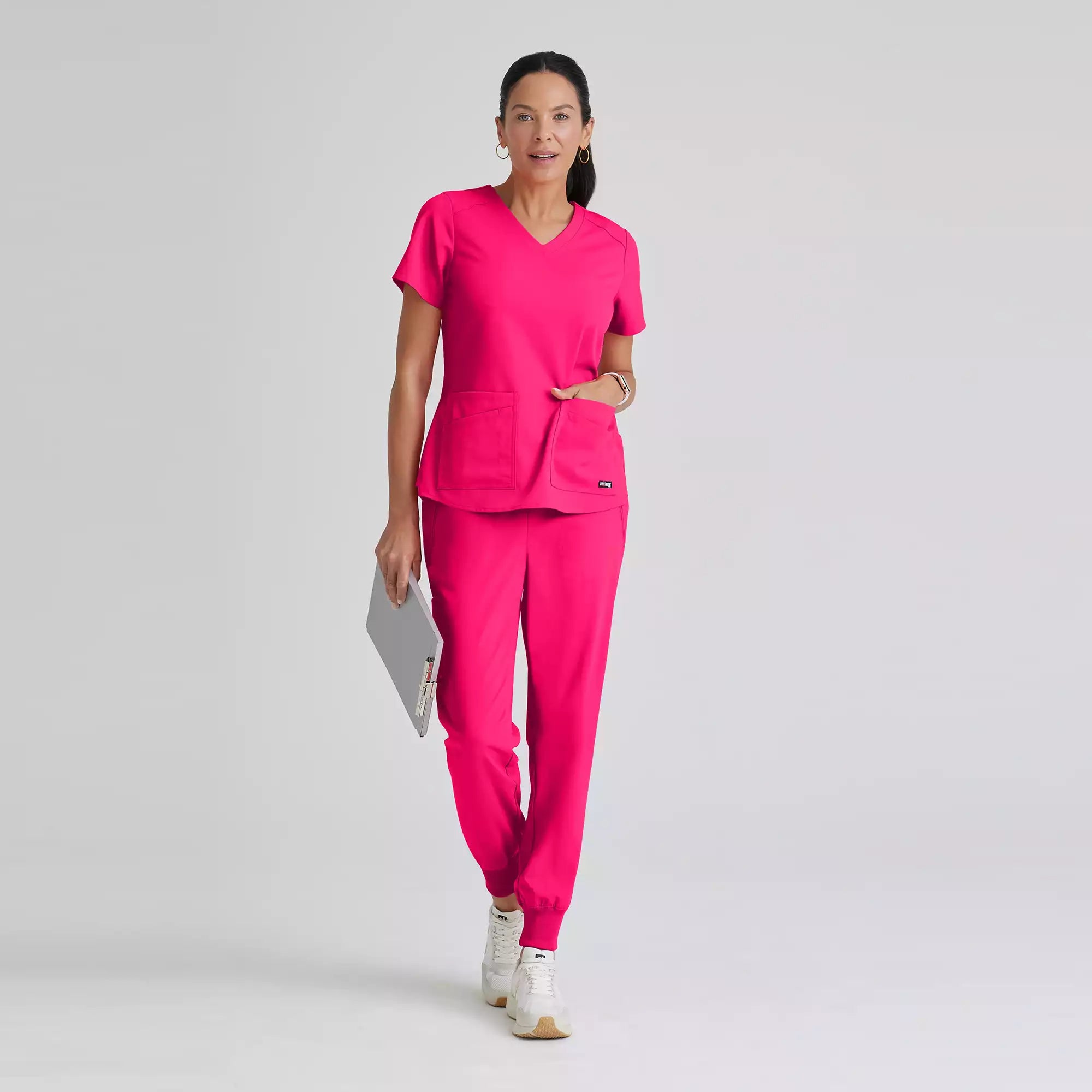 Grey's Anatomy Spandex Stretch Emma Top-4 Pocket Scrub Top | GRST011