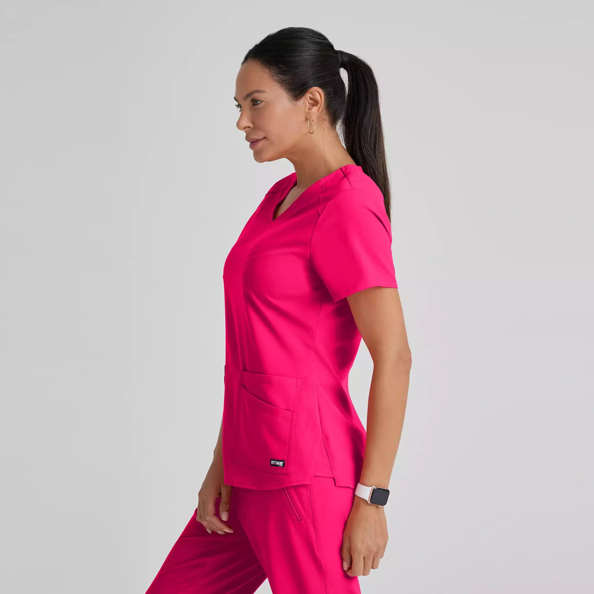 Grey's Anatomy Spandex Stretch Emma Top-4 Pocket Scrub Top | GRST011