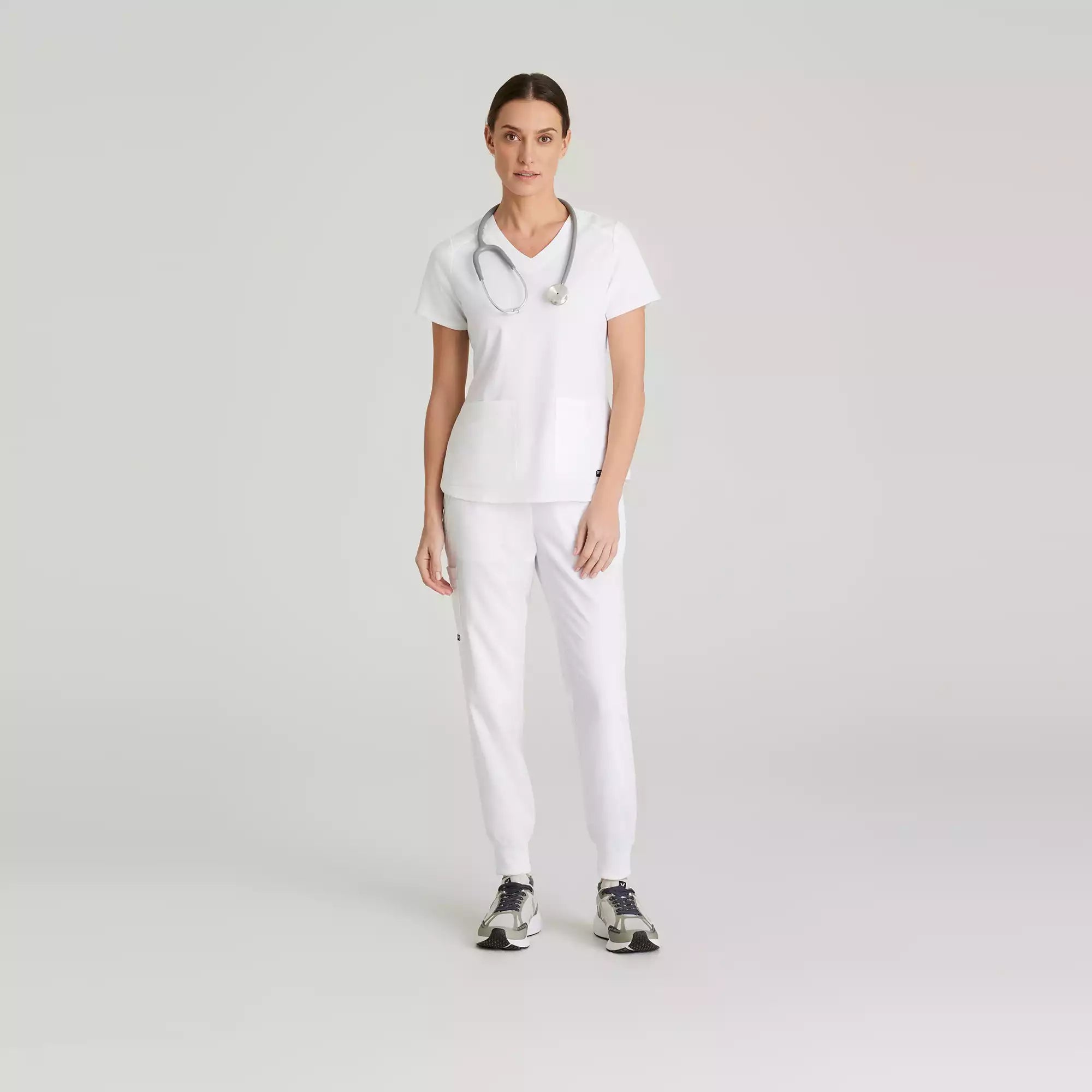 Grey's Anatomy Spandex Stretch Emma Top-4 Pocket Scrub Top | GRST011