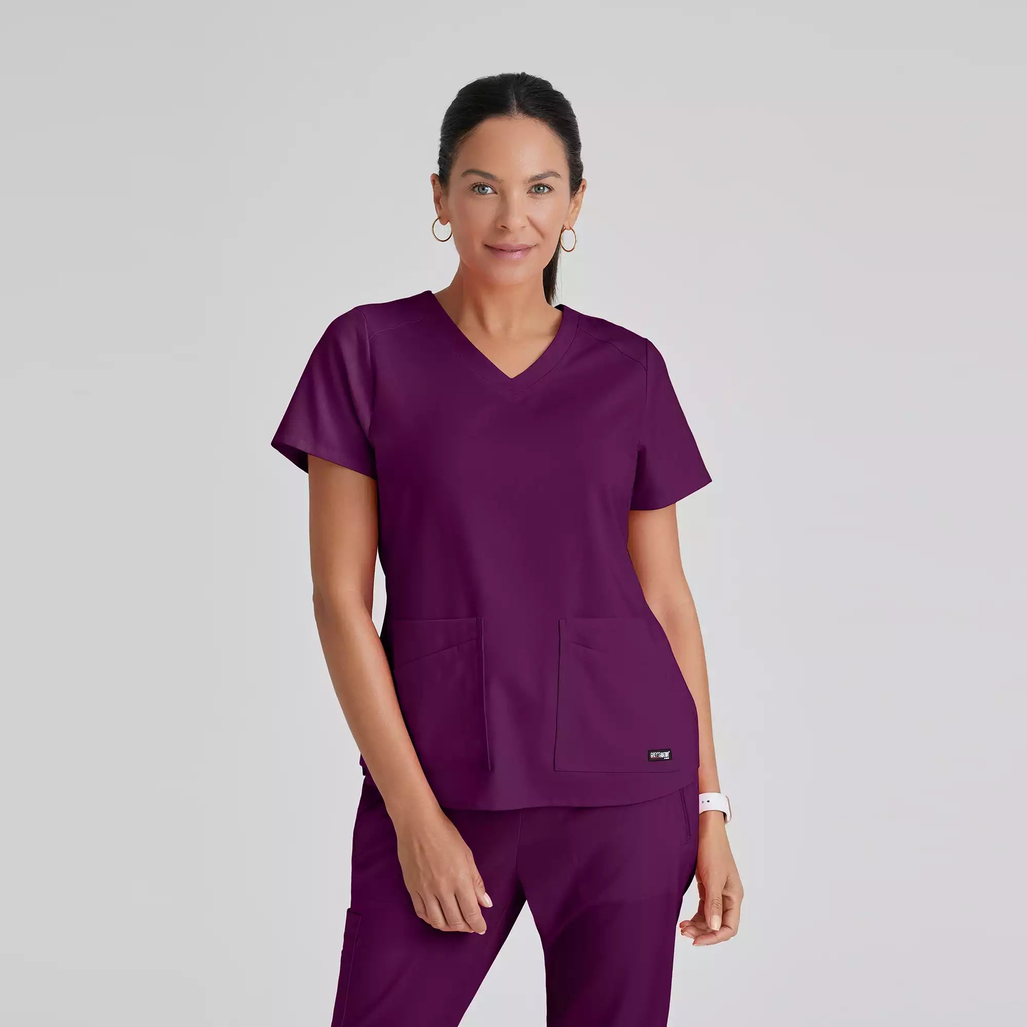 Grey's Anatomy Spandex Stretch Emma Top-4 Pocket Scrub Top | GRST011