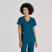 Grey's Anatomy Spandex Stretch Kim Top-3 Pocket V-Neck Top