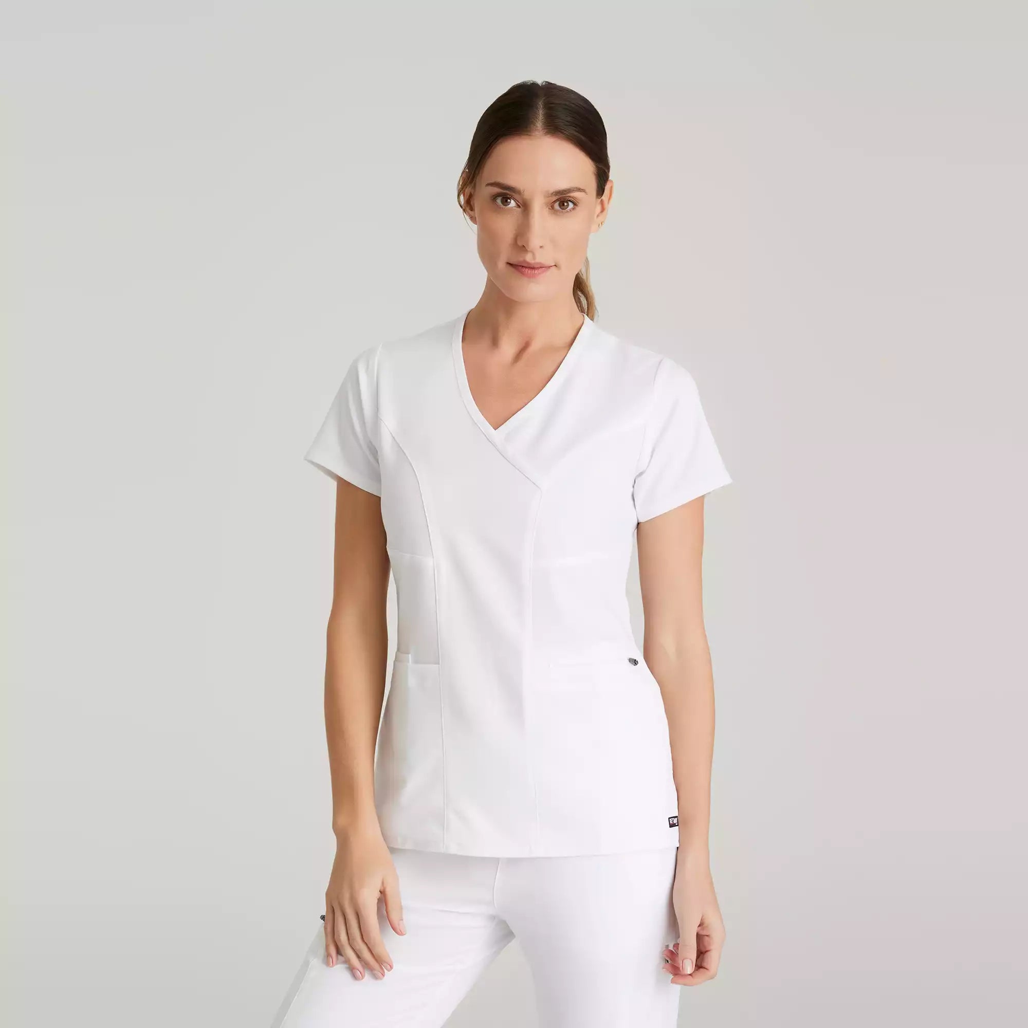 Grey's Anatomy Spandex Stretch Kim Top-3 Pocket V-Neck Top
