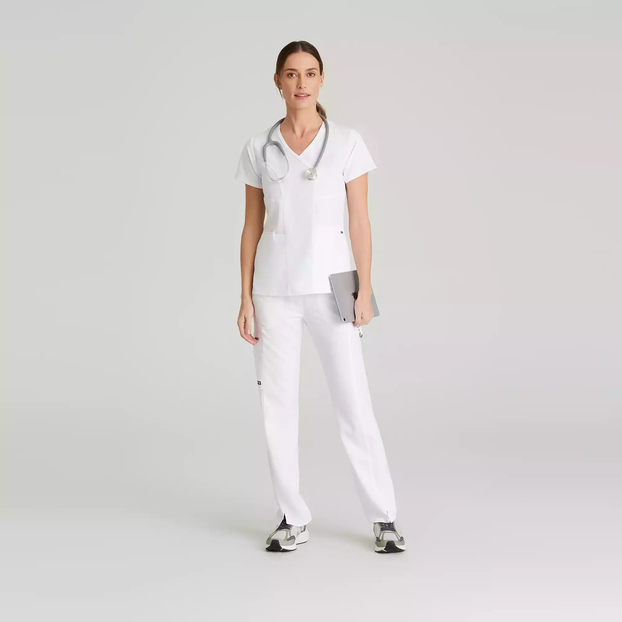 Grey's Anatomy Spandex Stretch Kim Top-3 Pocket V-Neck Top