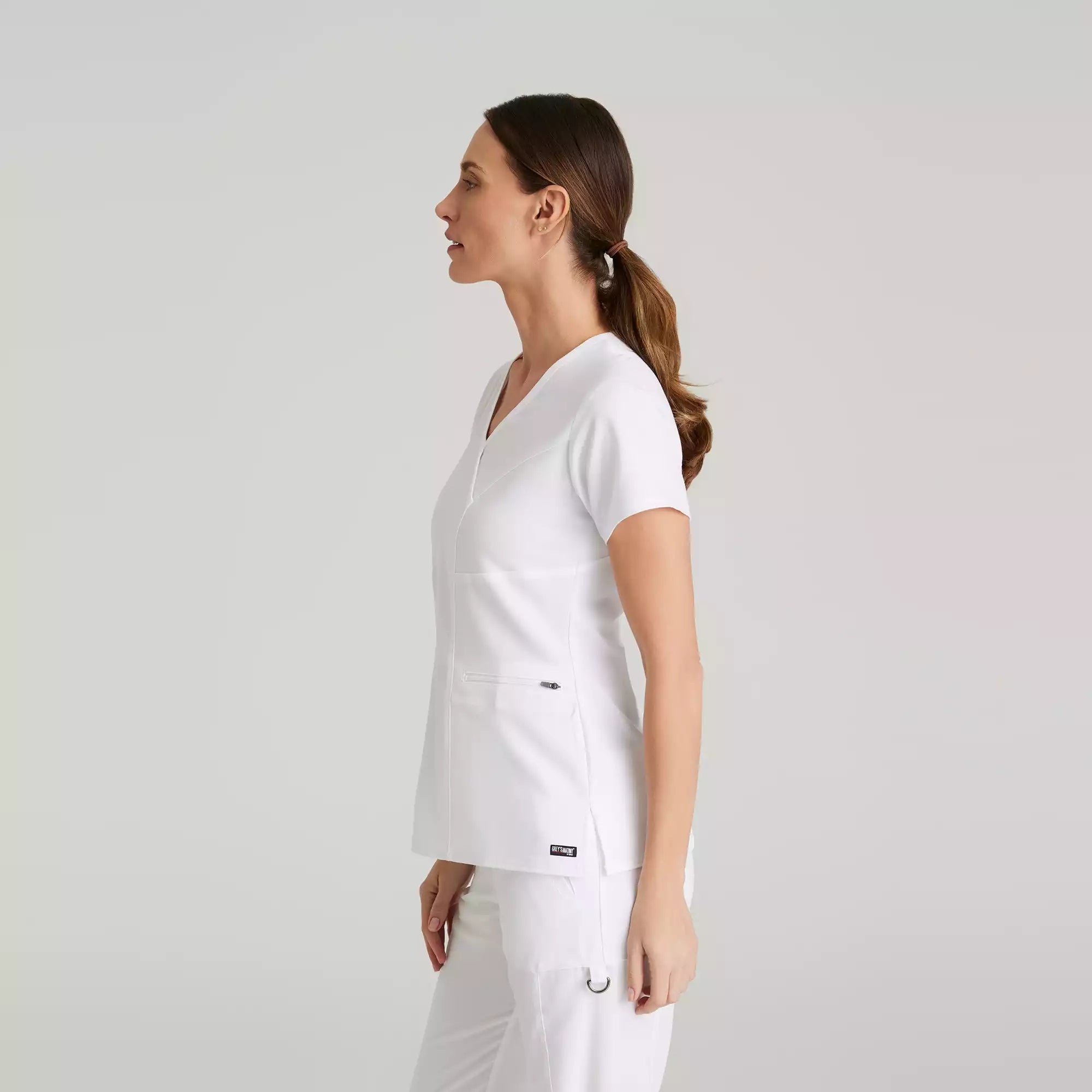 Grey's Anatomy Spandex Stretch Kim Top-3 Pocket V-Neck Top