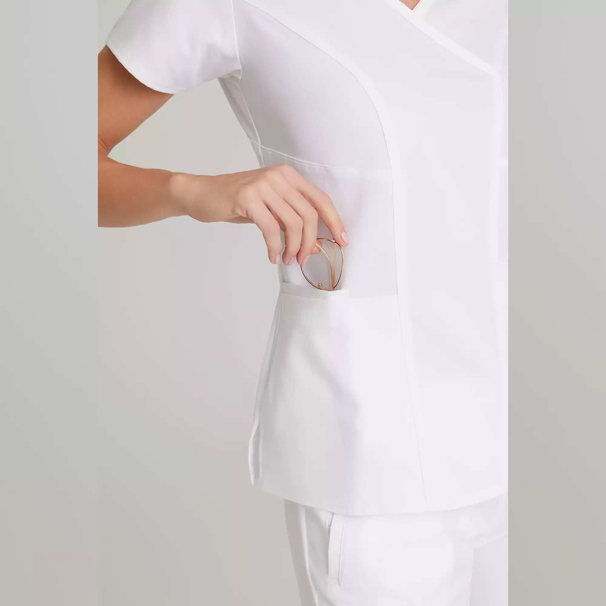 Grey's Anatomy Spandex Stretch Kim Top-3 Pocket V-Neck Top
