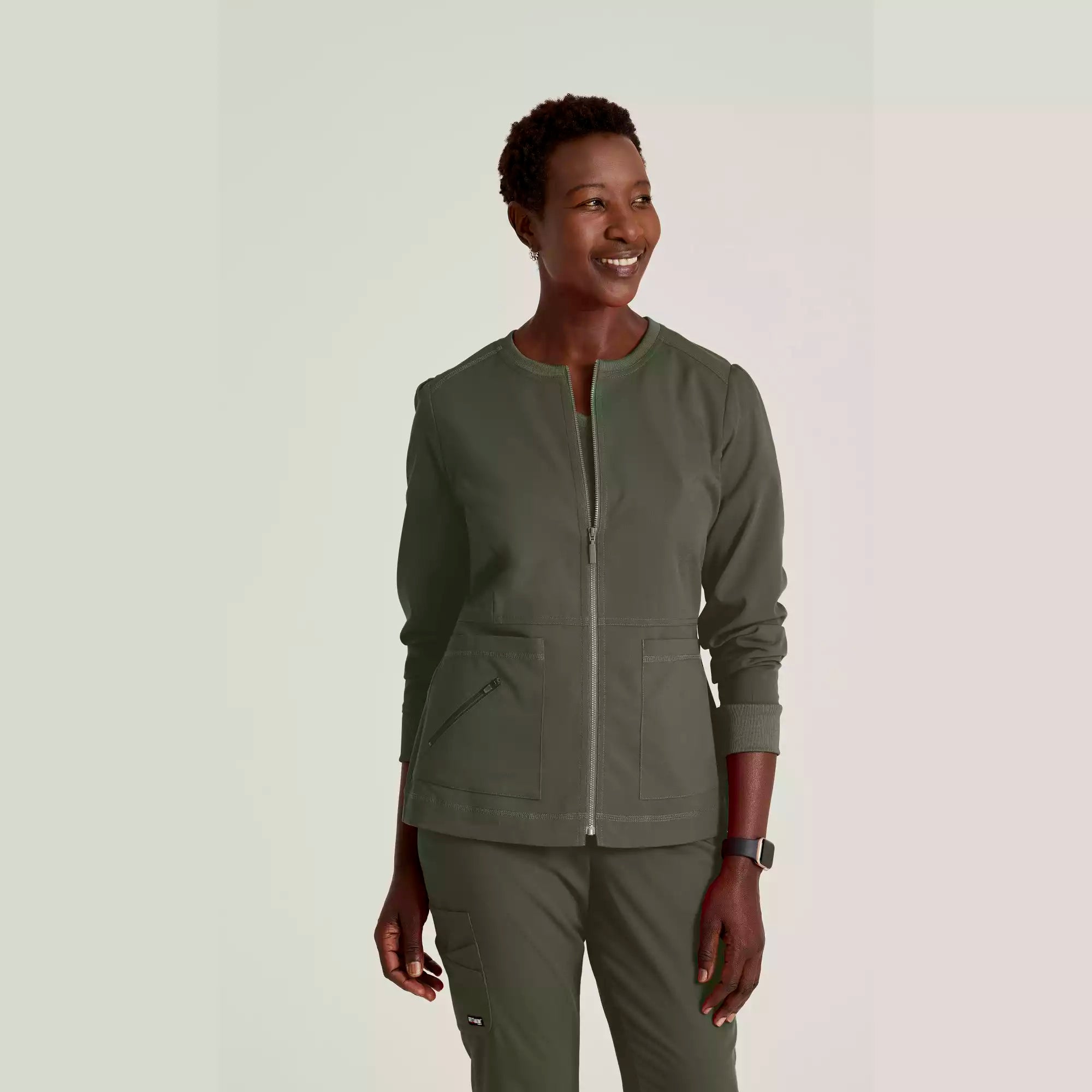 Grey's Anatomy Spandex Stretch Millie Jacket-3 Pocket Zip Jacket | GRSW017