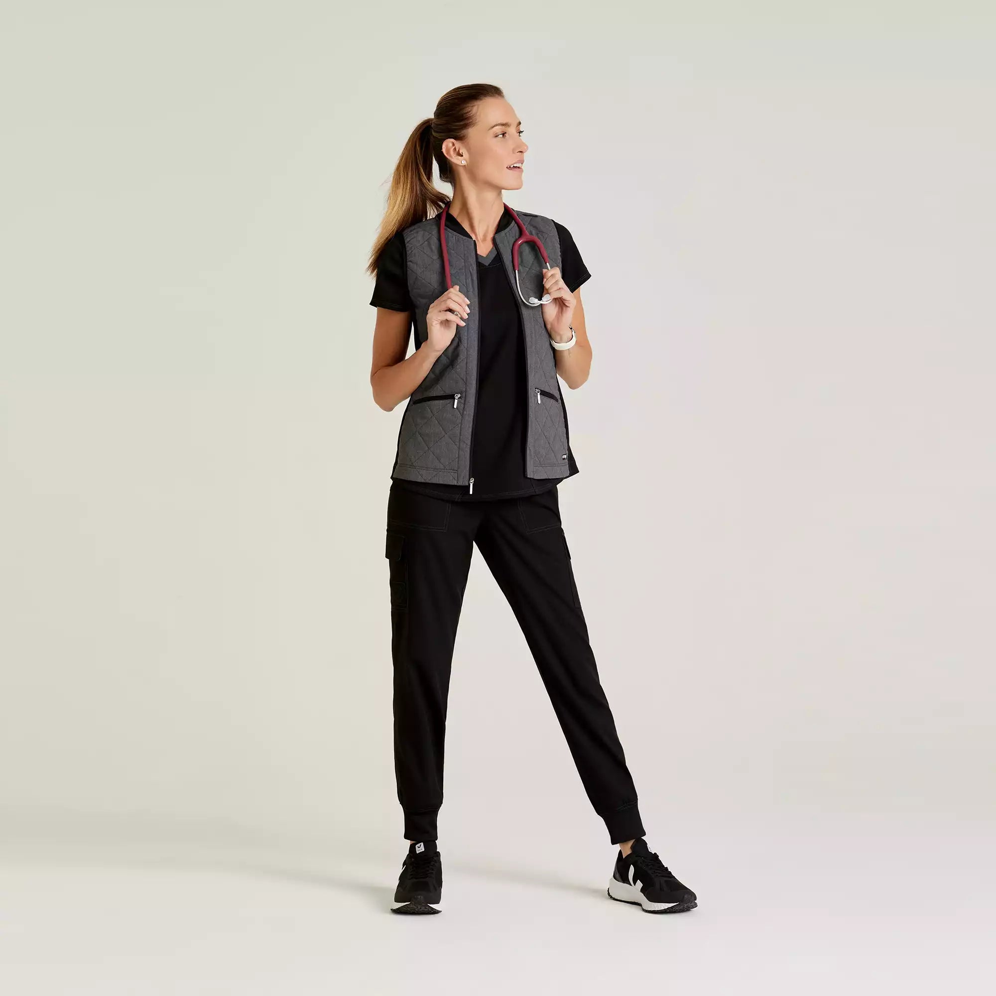 Grey's Anatomy Spandex Stretch Women's 2 Pocket Two-Toned Quilted Vest | GRSV845