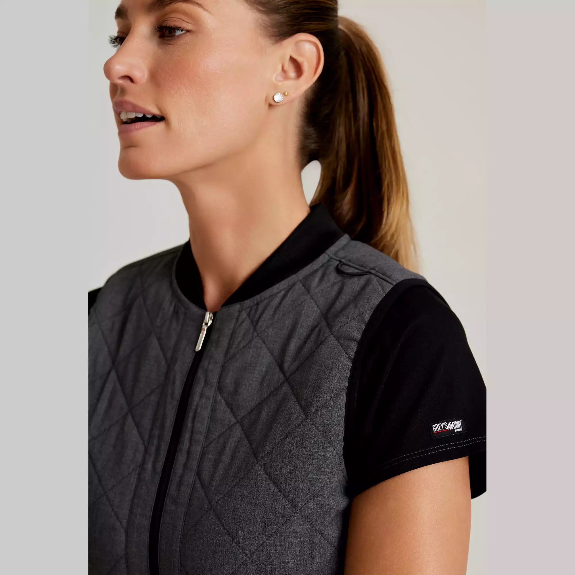 Grey's Anatomy Spandex Stretch Women's 2 Pocket Two-Toned Quilted Vest | GRSV845