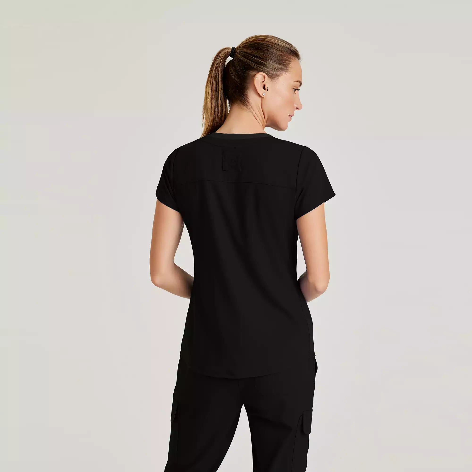 Grey's Anatomy Spandex Stretch Women's 4 Pocket Two-Toned V-neck Top | GRST194