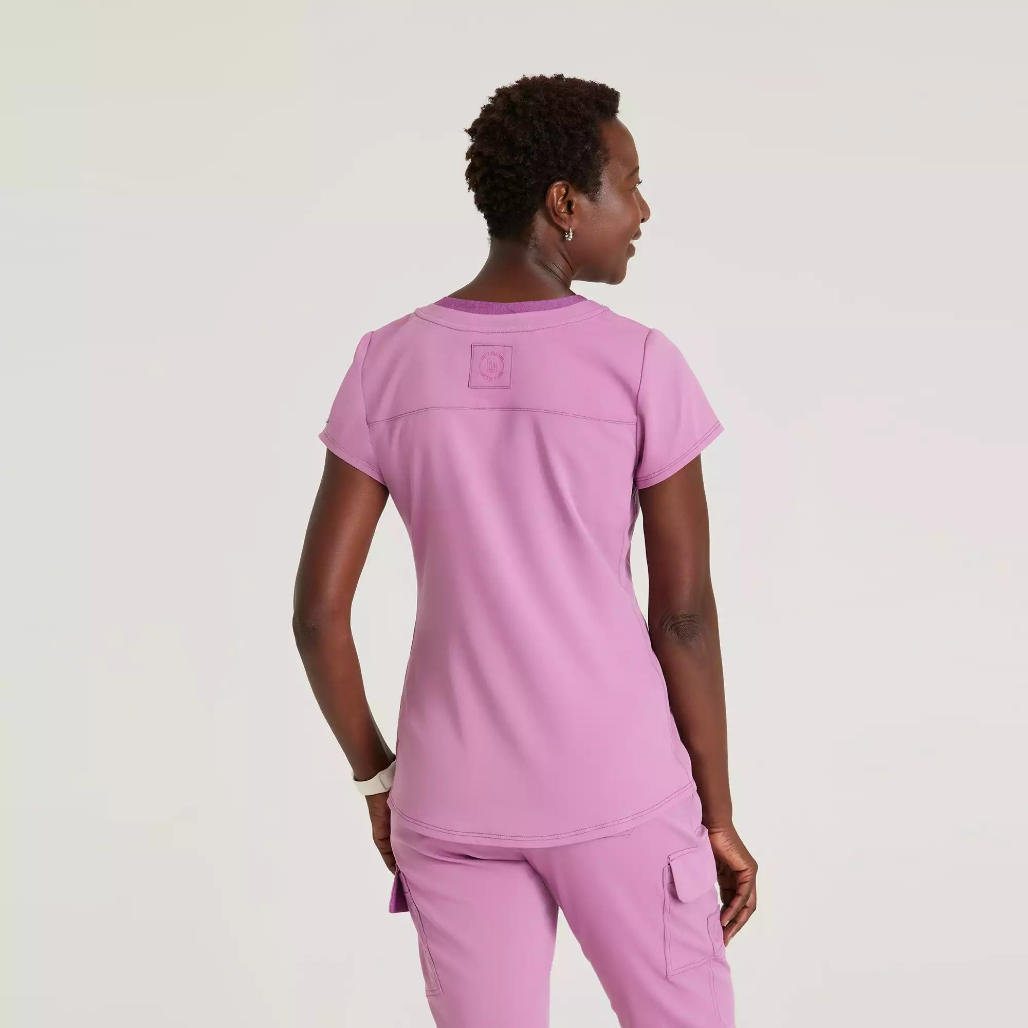 Grey's Anatomy Spandex Stretch Women's 4 Pocket Two-Toned V-neck Top | GRST194