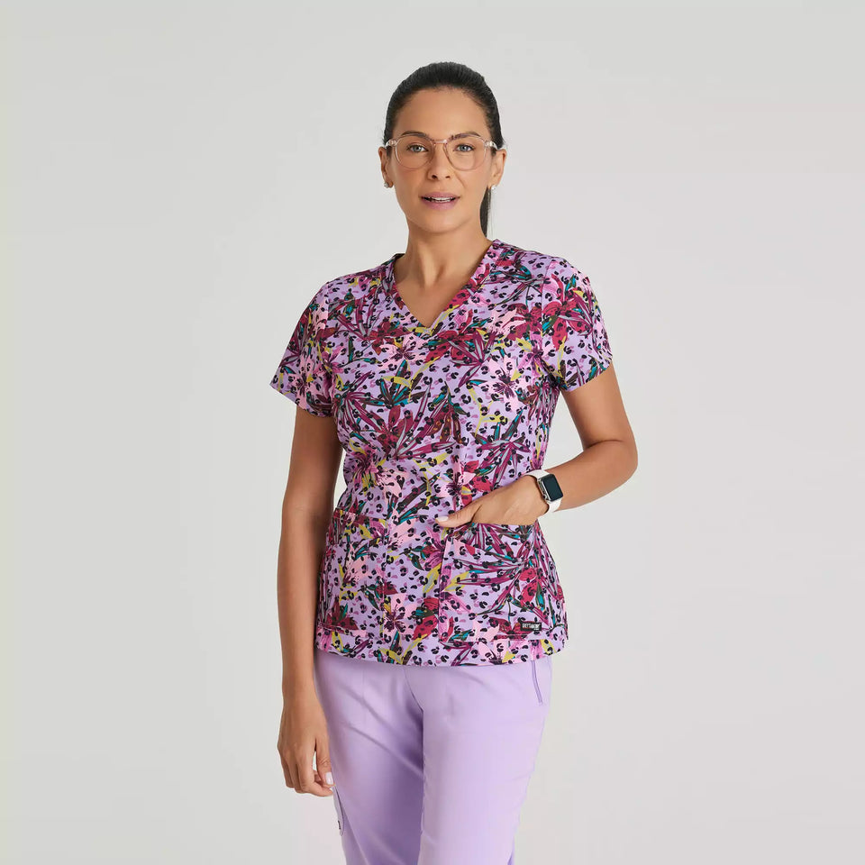 Grey's Anatomy Spandex-Stretch Women's Angled 4 Pocket V-Neck Top | GRST154
