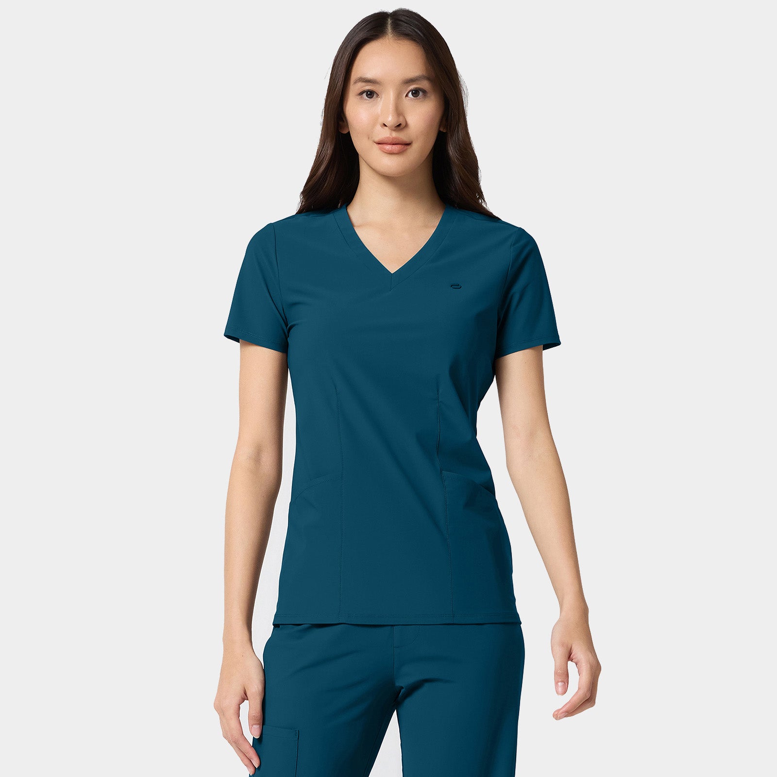 2-Pocket Shaped V-Neck Top