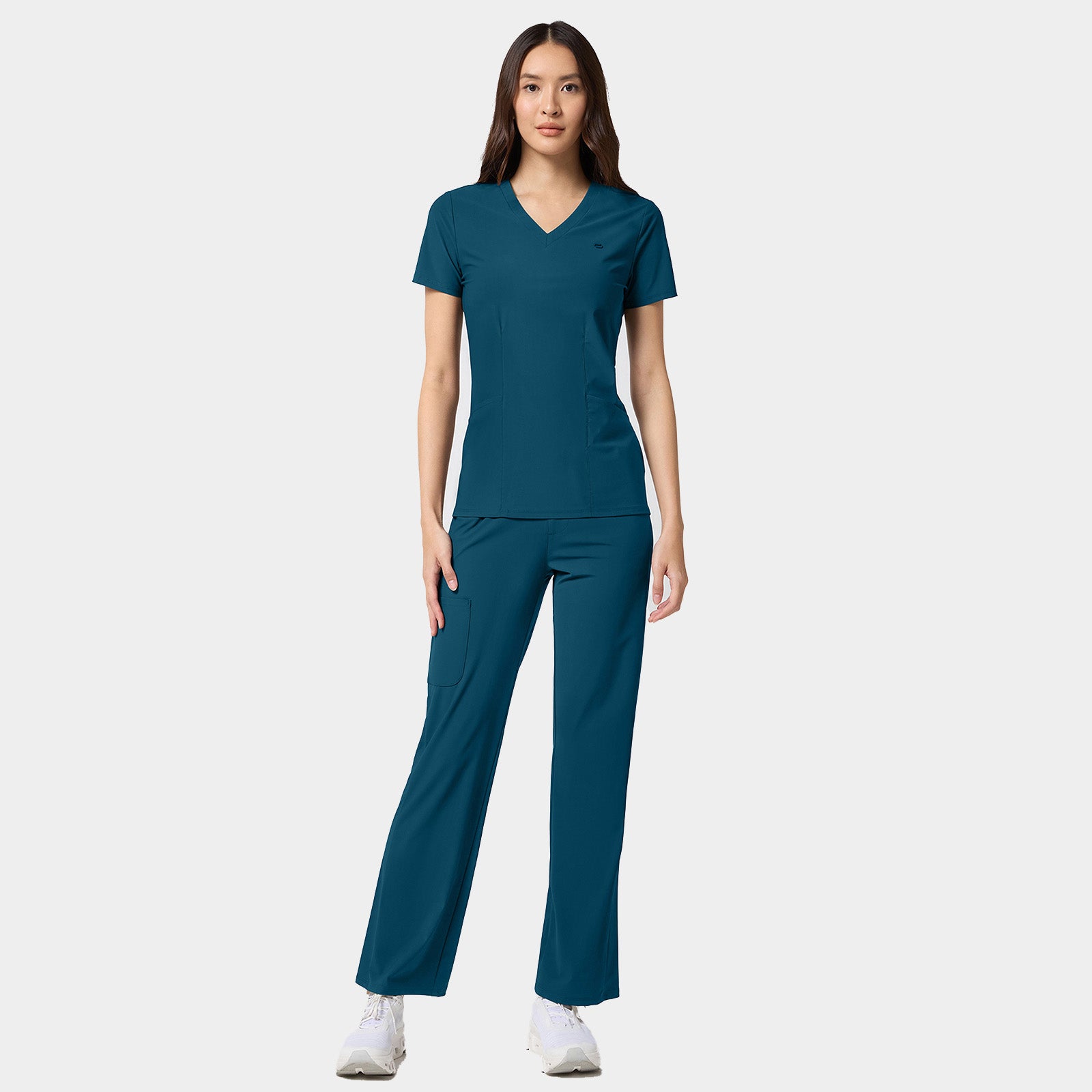 Women's 2-Pocket Shaped V-Neck Top | IN647A