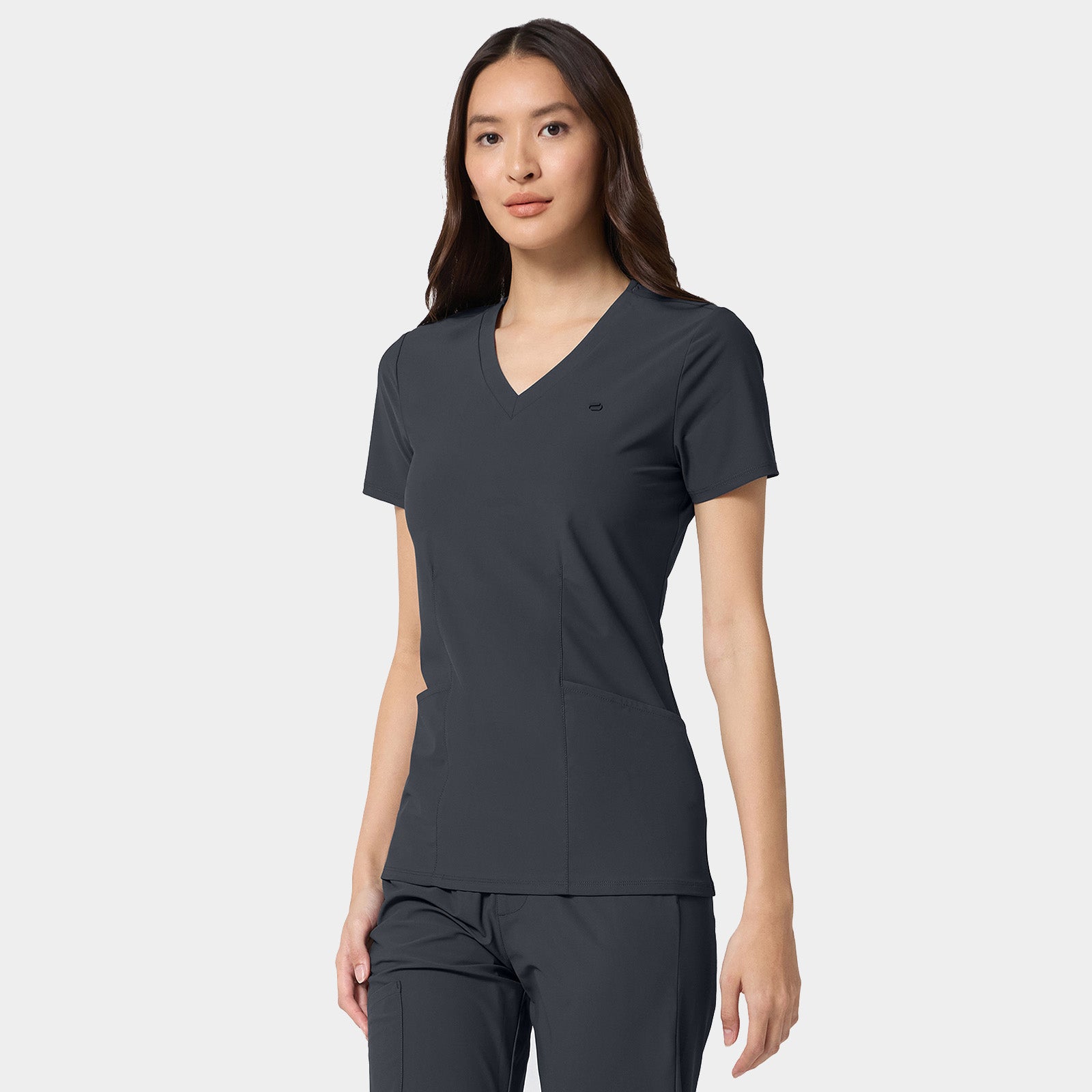 Women's 2-Pocket Shaped V-Neck Top | IN647A