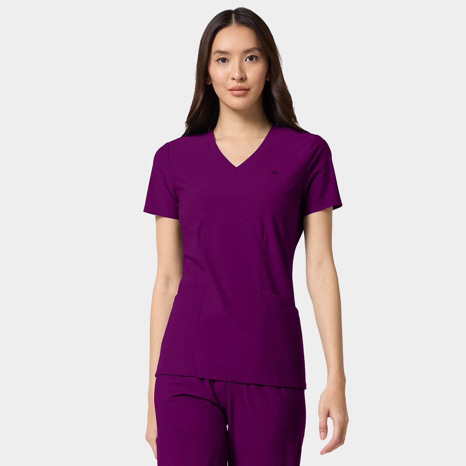 Women's 2-Pocket Shaped V-Neck Top | IN647A