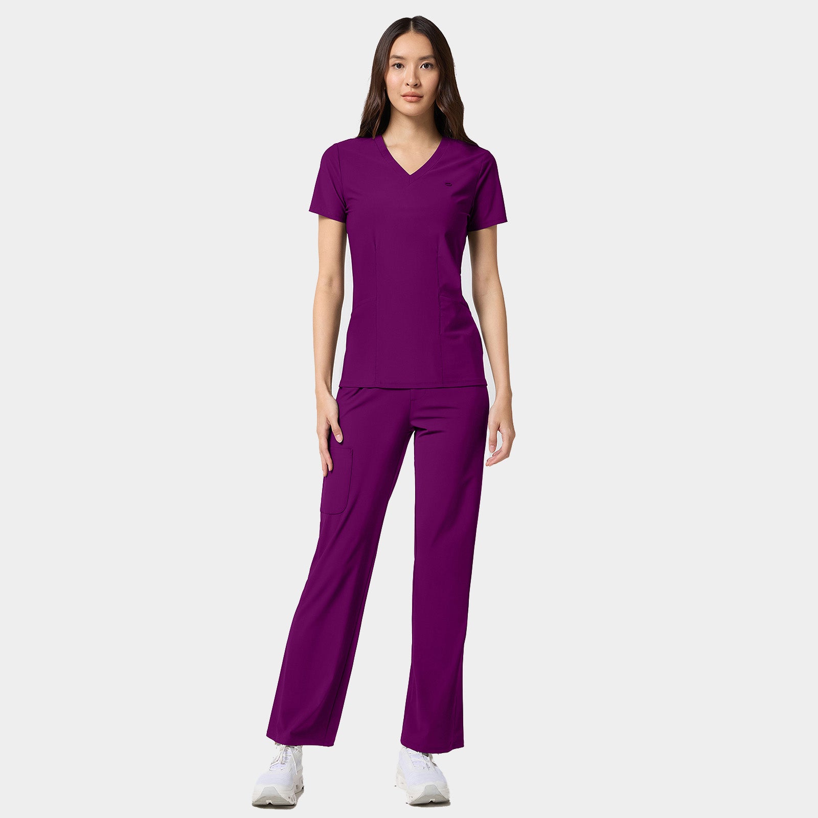 Women's 2-Pocket Shaped V-Neck Top | IN647A