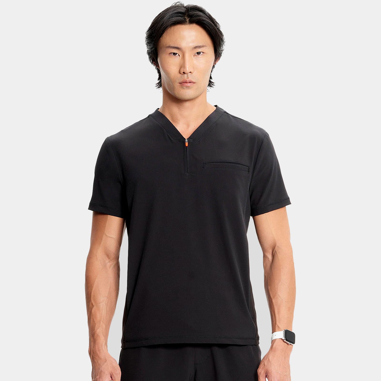 Men's Partial Zip V-Neck Top | IN702A