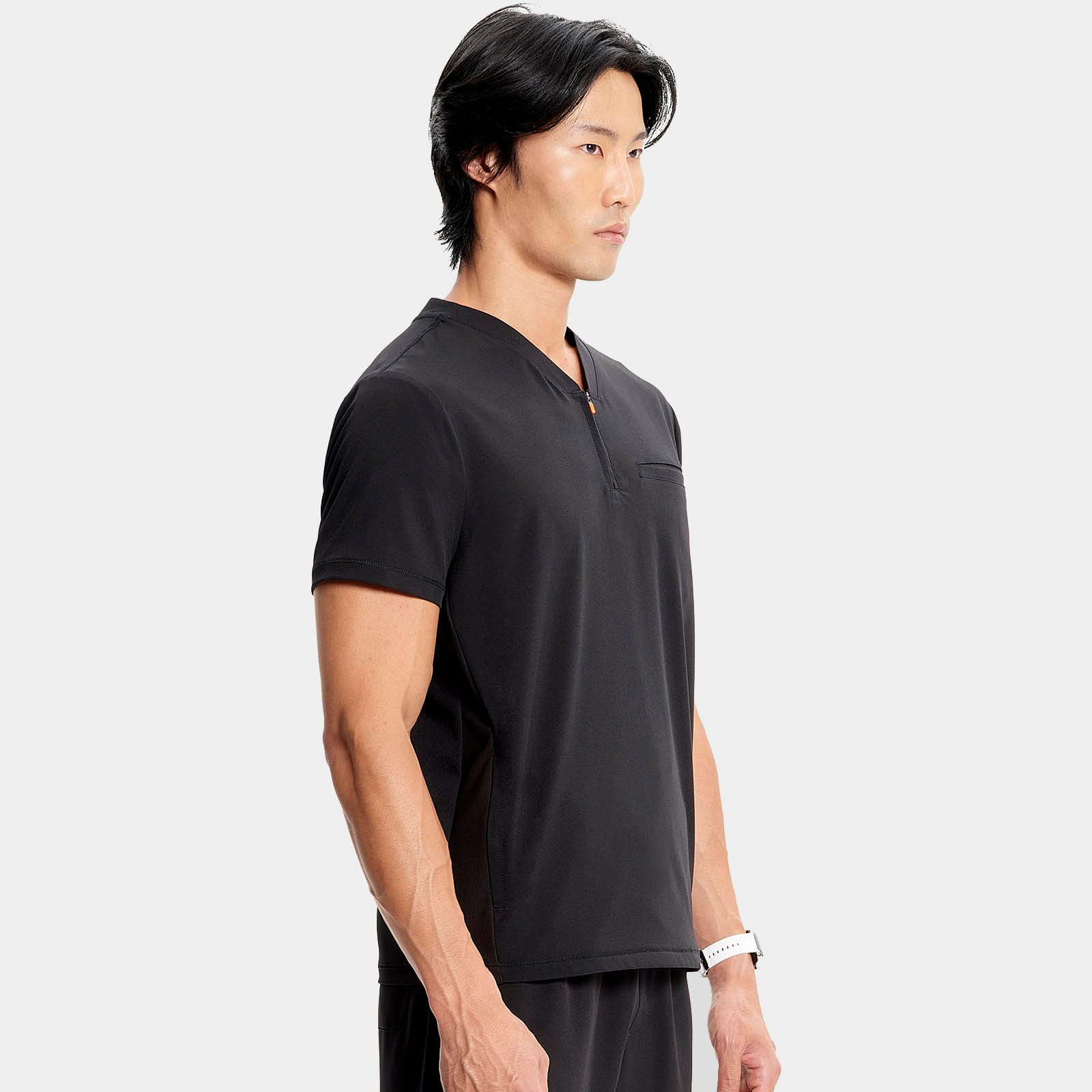 Men's Partial Zip V-Neck Top | IN702A