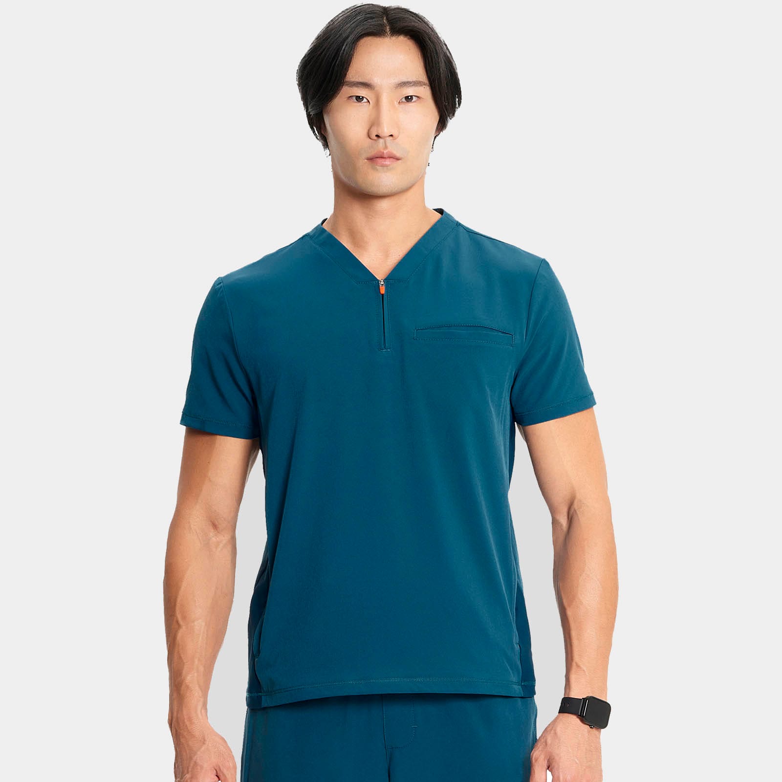 Men's Partial Zip V-Neck Top | IN702A