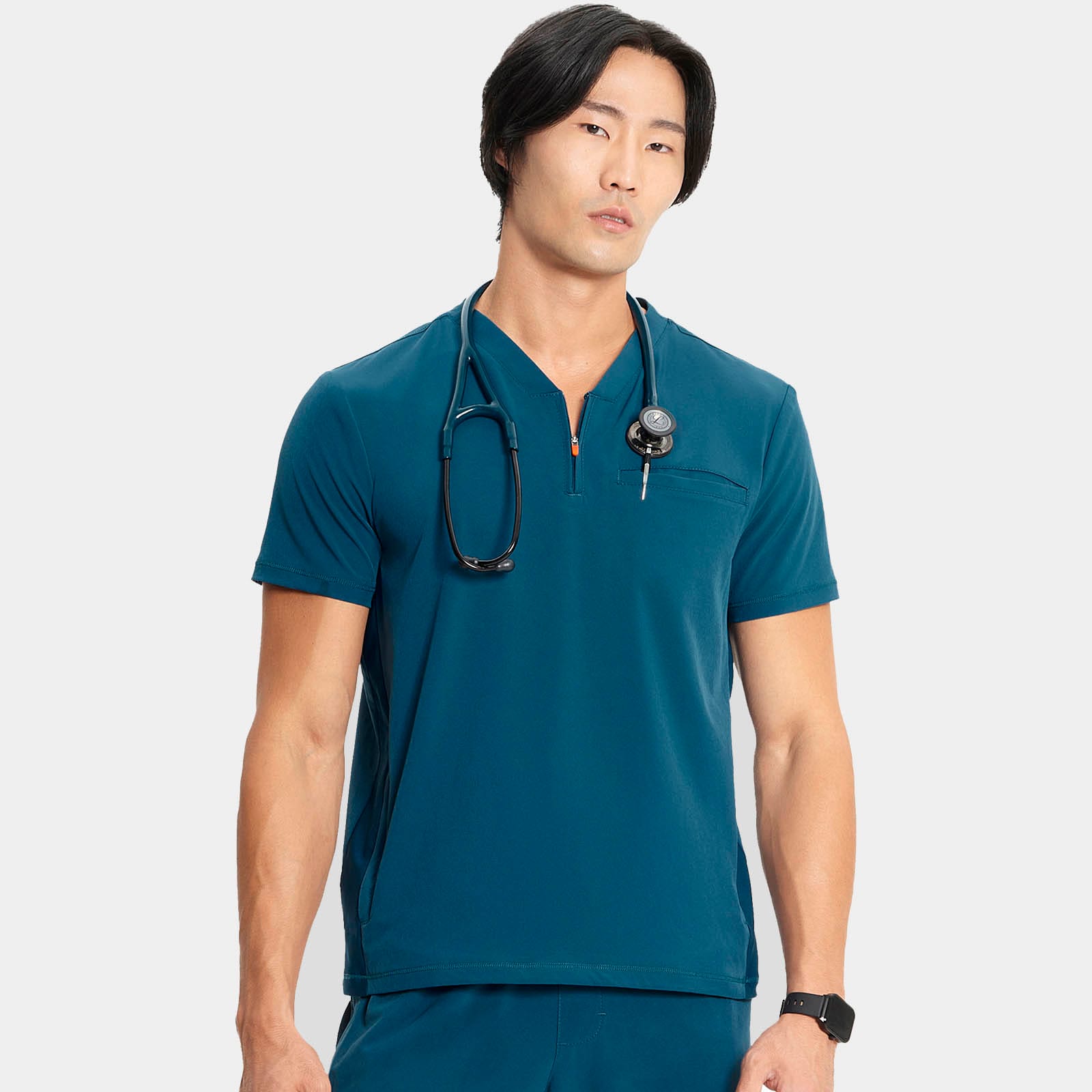 Men's Partial Zip V-Neck Top | IN702A
