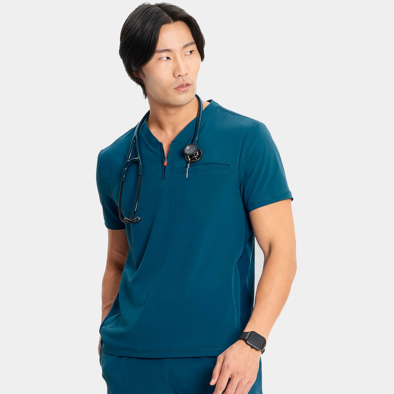 Men's Partial Zip V-Neck Top | IN702A