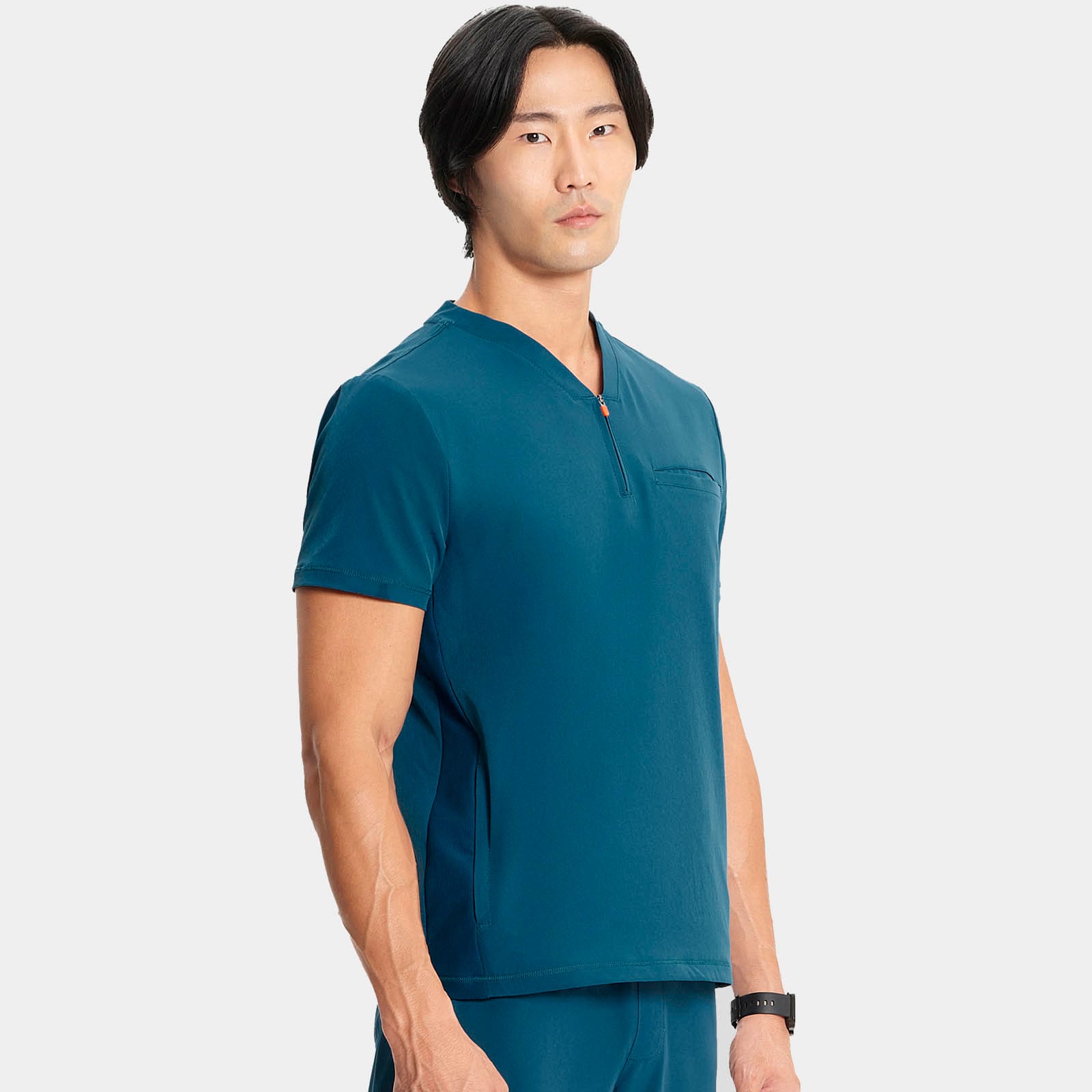 Men's Partial Zip V-Neck Top | IN702A