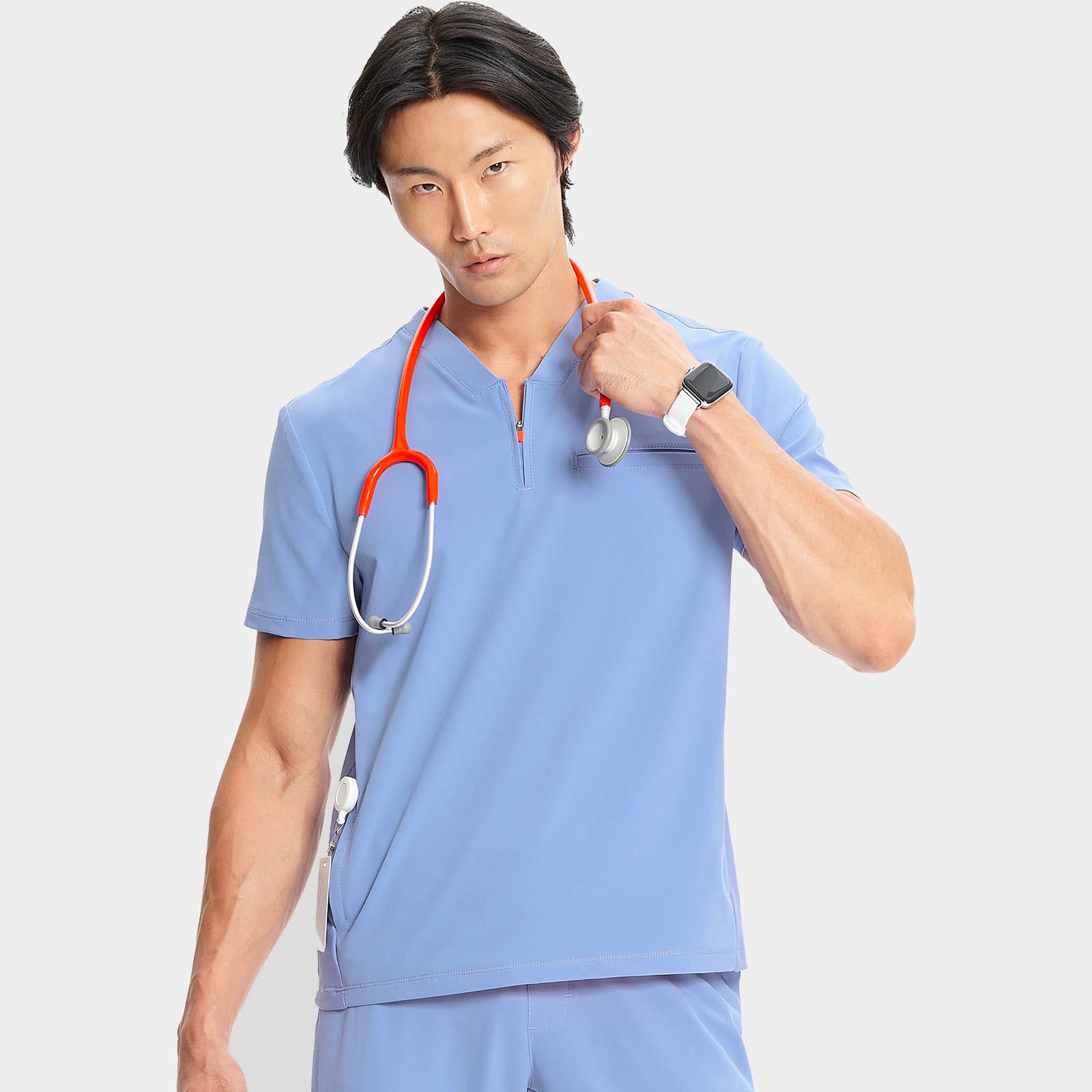 Men's Partial Zip V-Neck Top | IN702A