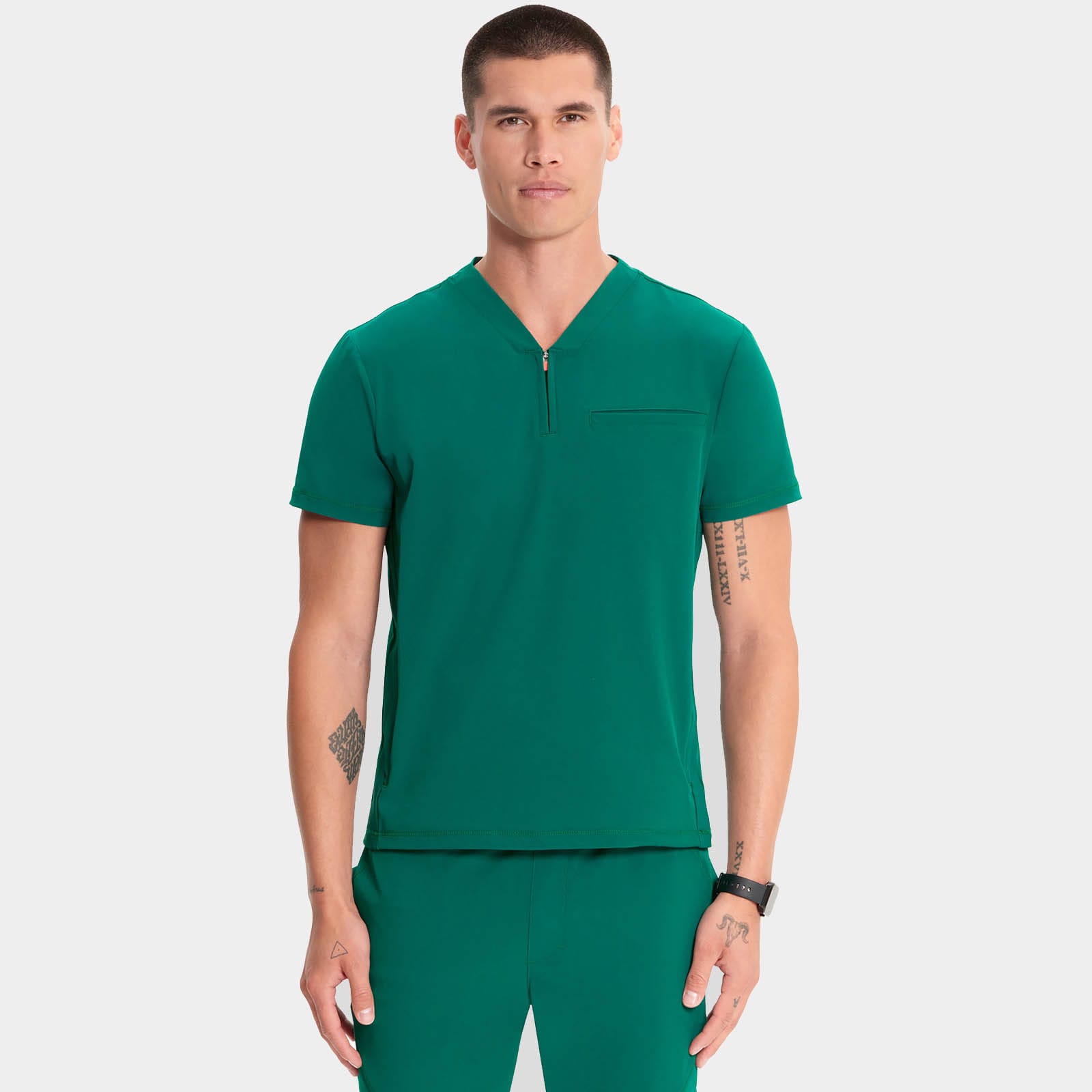 Men's Partial Zip V-Neck Top | IN702A