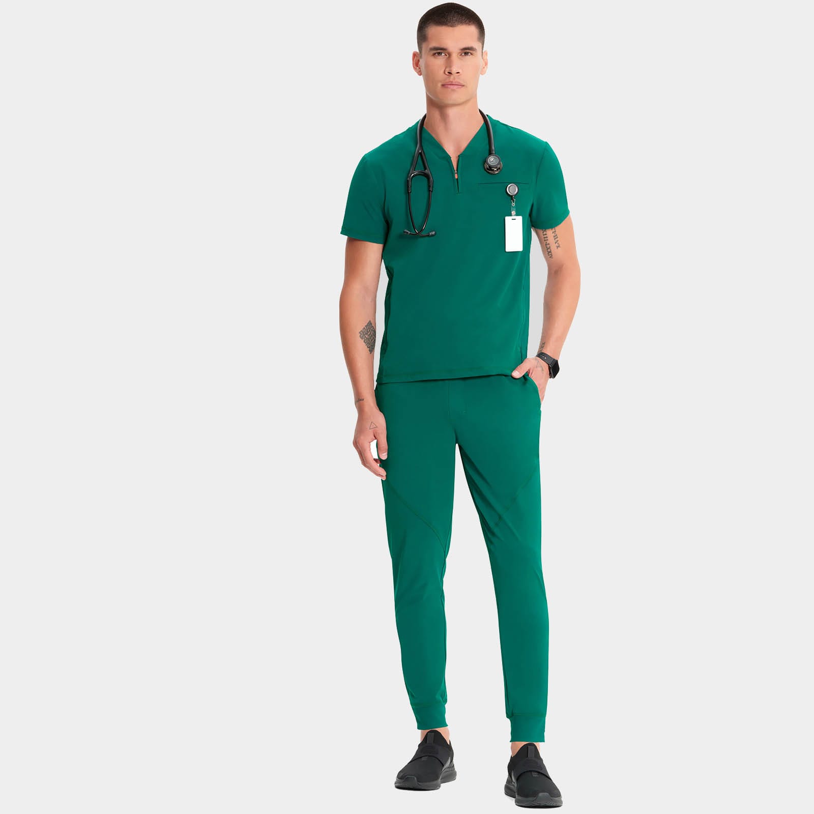 Men's Partial Zip V-Neck Top | IN702A
