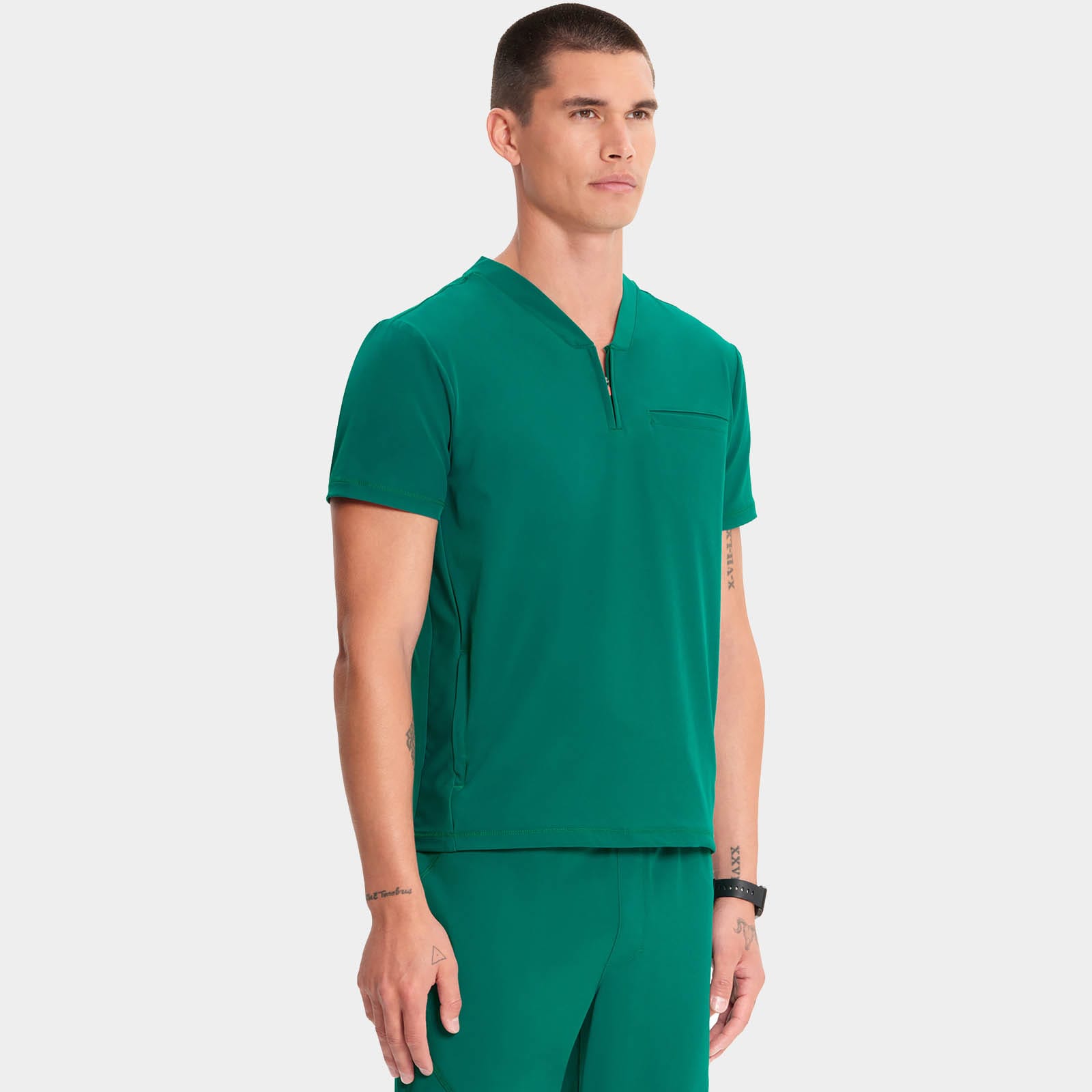 Men's Partial Zip V-Neck Top | IN702A