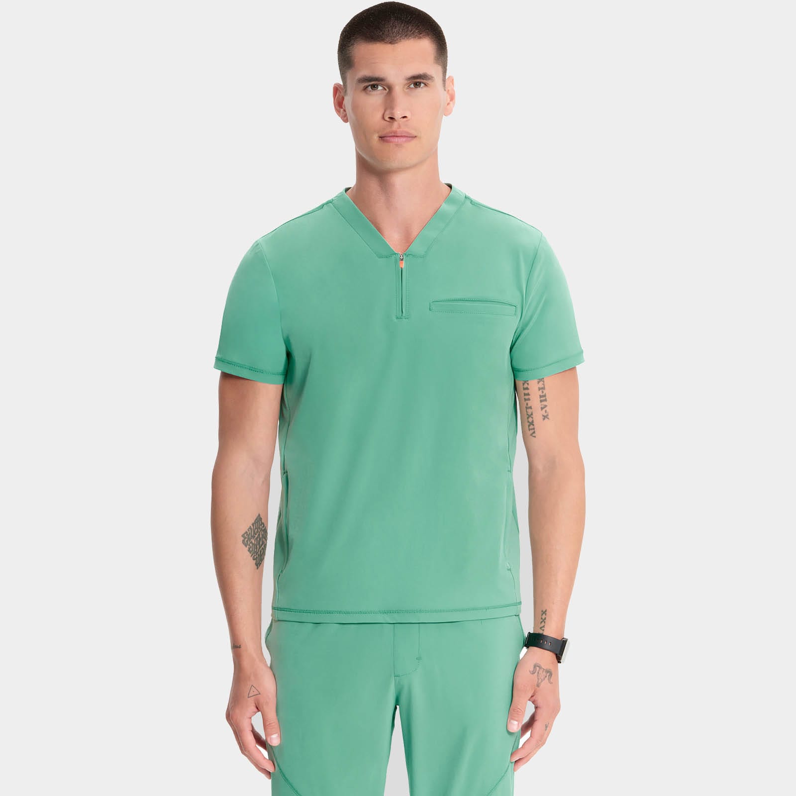 Men's Partial Zip V-Neck Top | IN702A